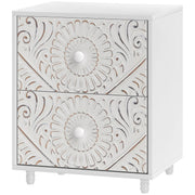 Mid-Century Bedside Table, Nightstand with 2 Drawers, Side End Table for Bedroom, White-Home Furnishings > Bedroom Furniture > Bedside Tables-DECOROLALA