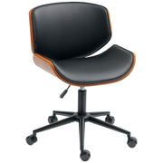 Mid-Century Modern Armless Office Chair - Black/Walnut-Office Products > Office Furniture > Office Chairs > Task Chairs-DECOROLALA
