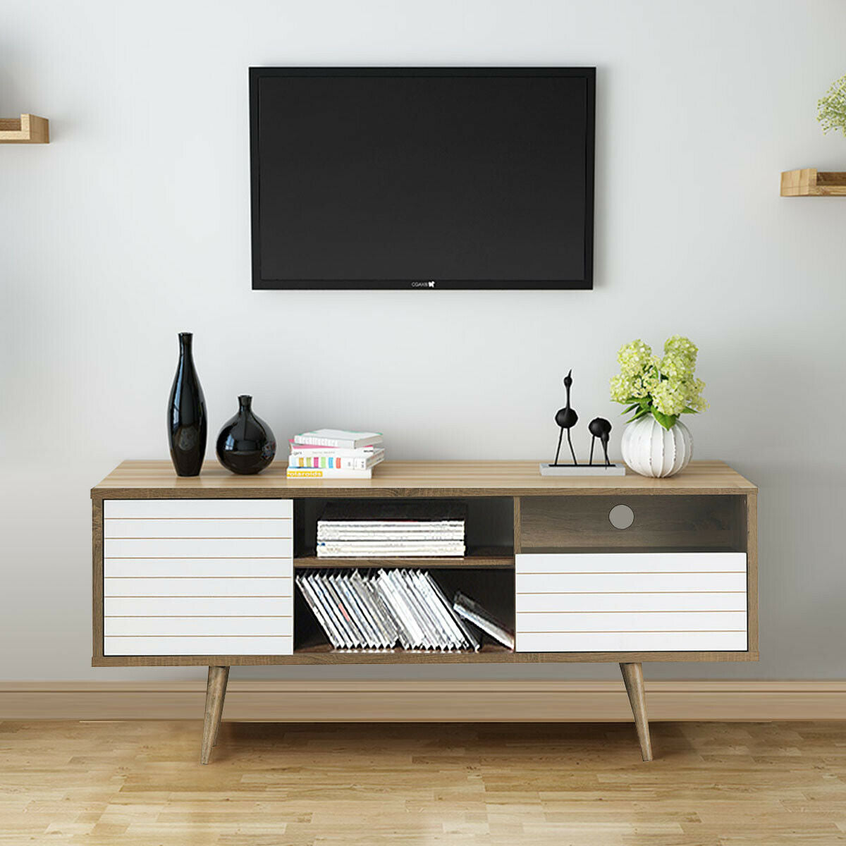 Mid-Century Modern TV Stand for TVs up to 65 Inch-Entertainment Centers & TV Stands-DECOROLALA