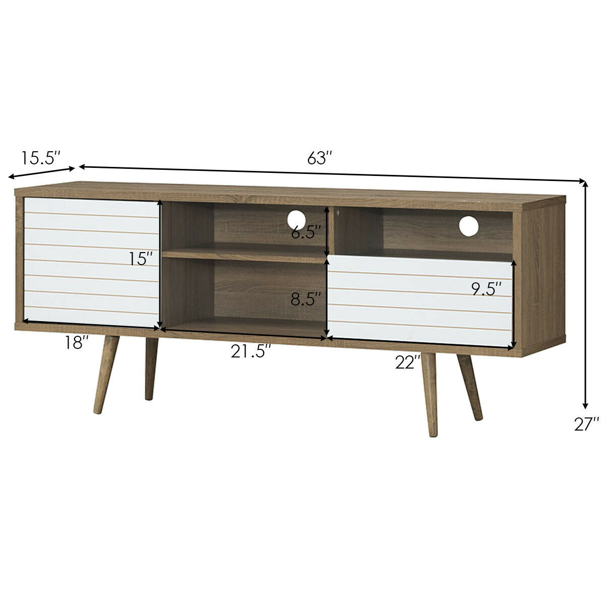 Mid-Century Modern TV Stand for TVs up to 65 Inch-Entertainment Centers & TV Stands-DECOROLALA
