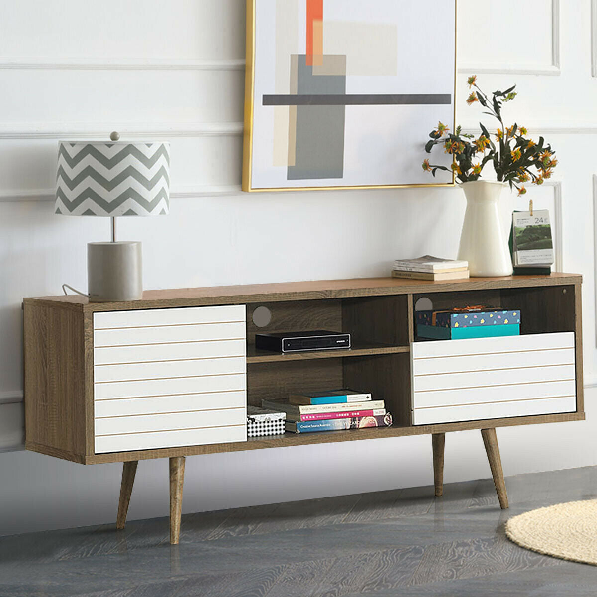 Mid-Century Modern TV Stand for TVs up to 65 Inch-Entertainment Centers & TV Stands-DECOROLALA