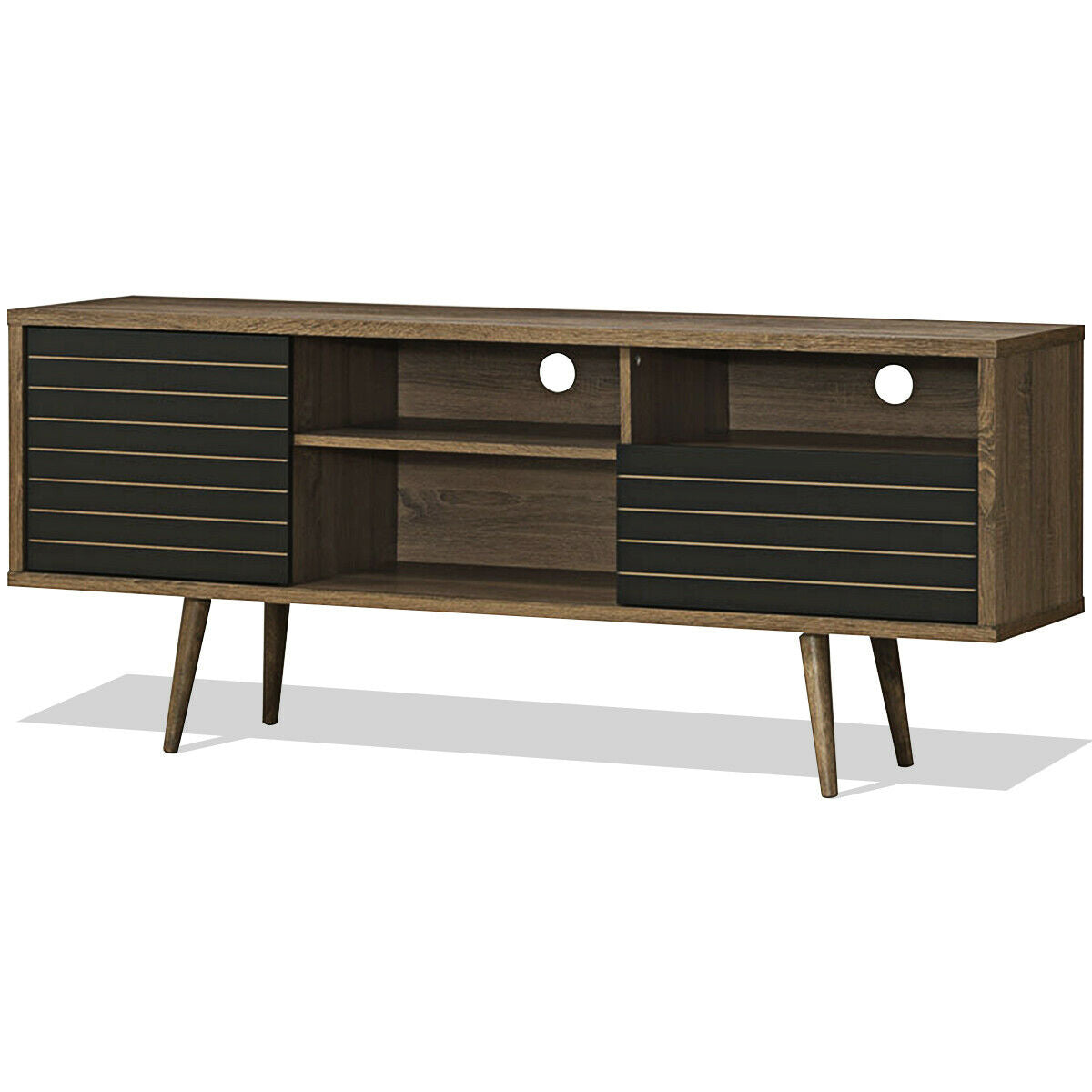 Mid-Century Modern TV Stand with Storage Shelves for TVs up to 65 Inch-Entertainment Centers & TV Stands-DECOROLALA