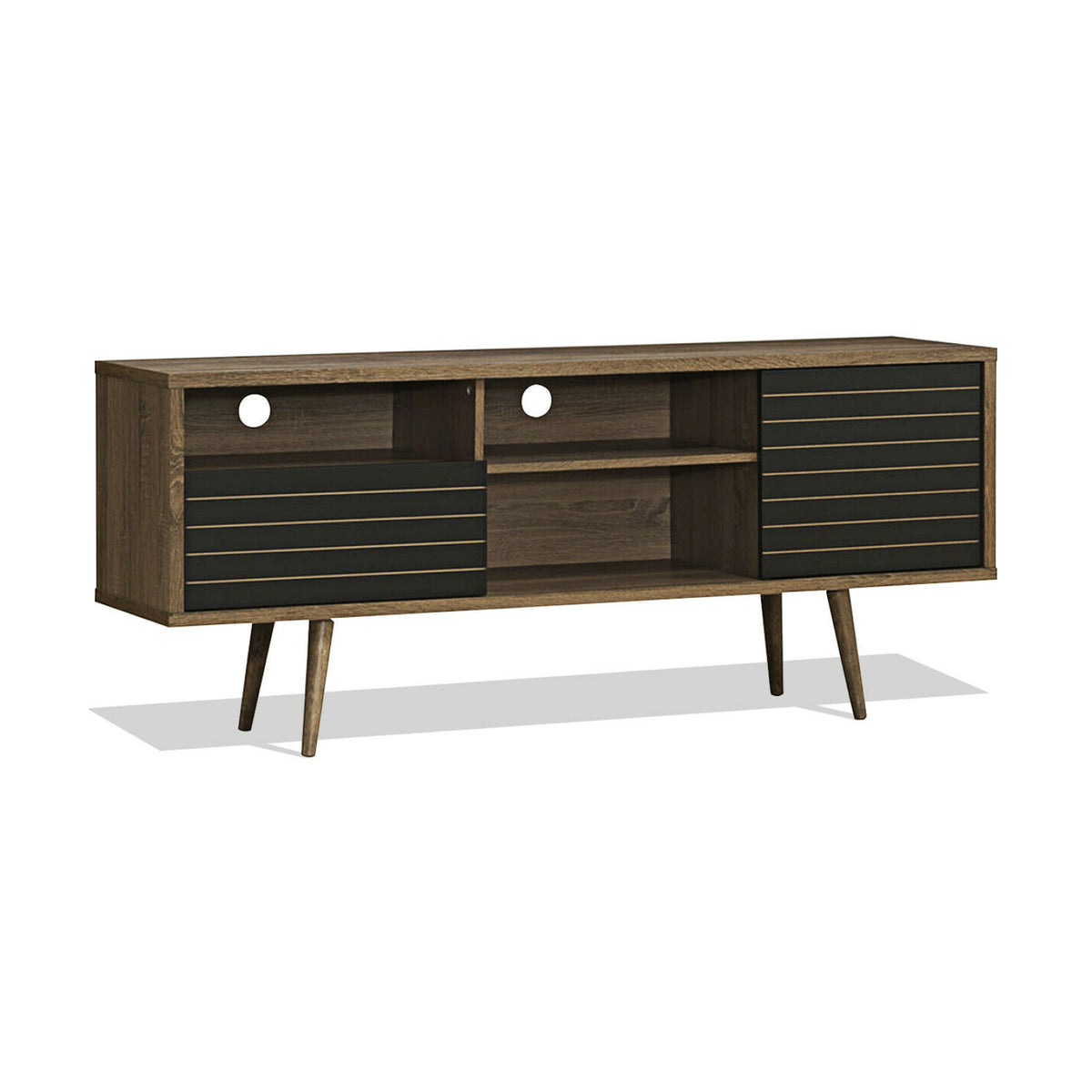 Mid-Century Modern TV Stand with Storage Shelves for TVs up to 65 Inch-Entertainment Centers & TV Stands-DECOROLALA