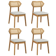 Mid Century Rattan Dining Chairs Set of 4 with Rattan Back-Natural-Dining Chairs-DECOROLALA