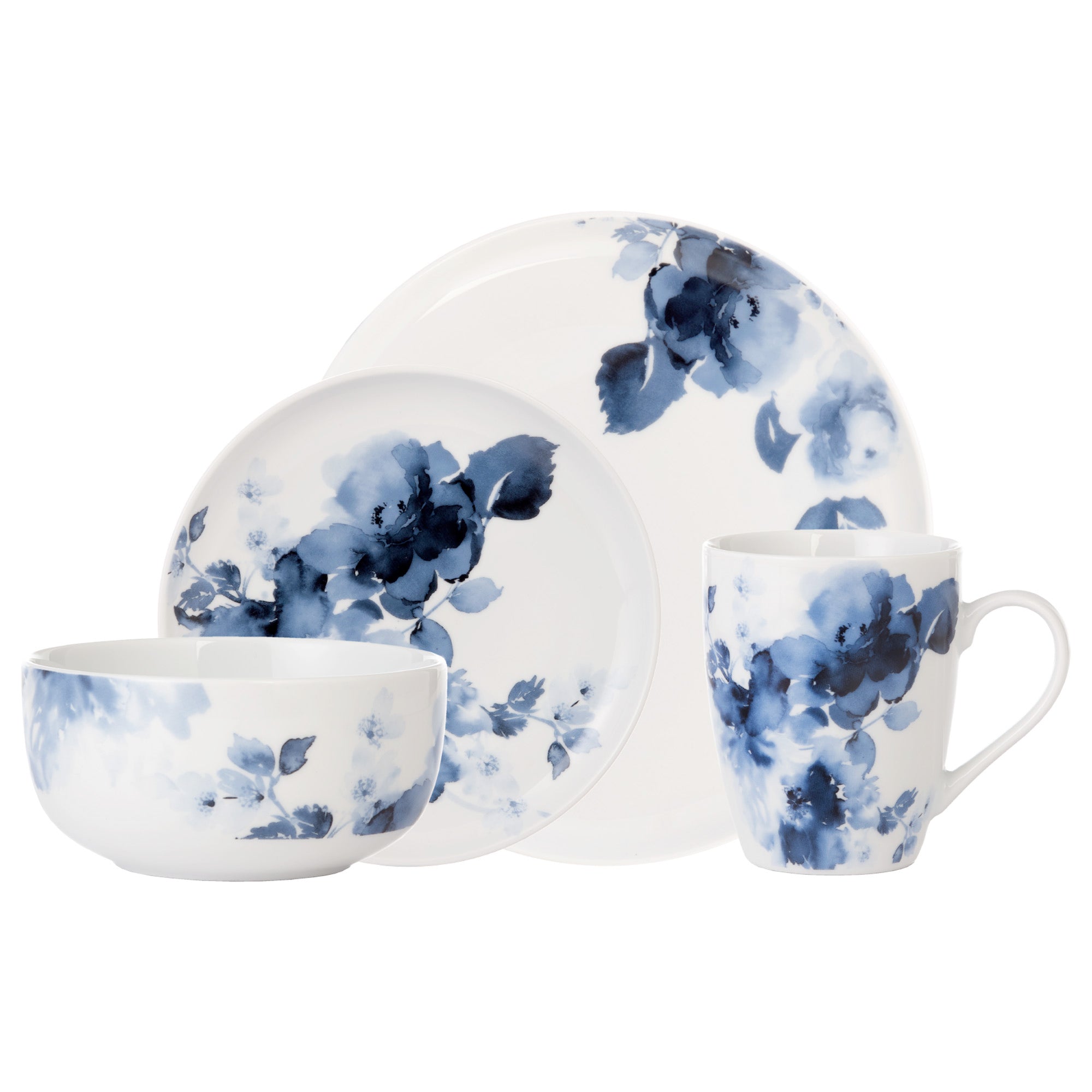 Midnight Roses 16PC Porcelain Dinnerware Set-Dinnerware-DECOROLALA