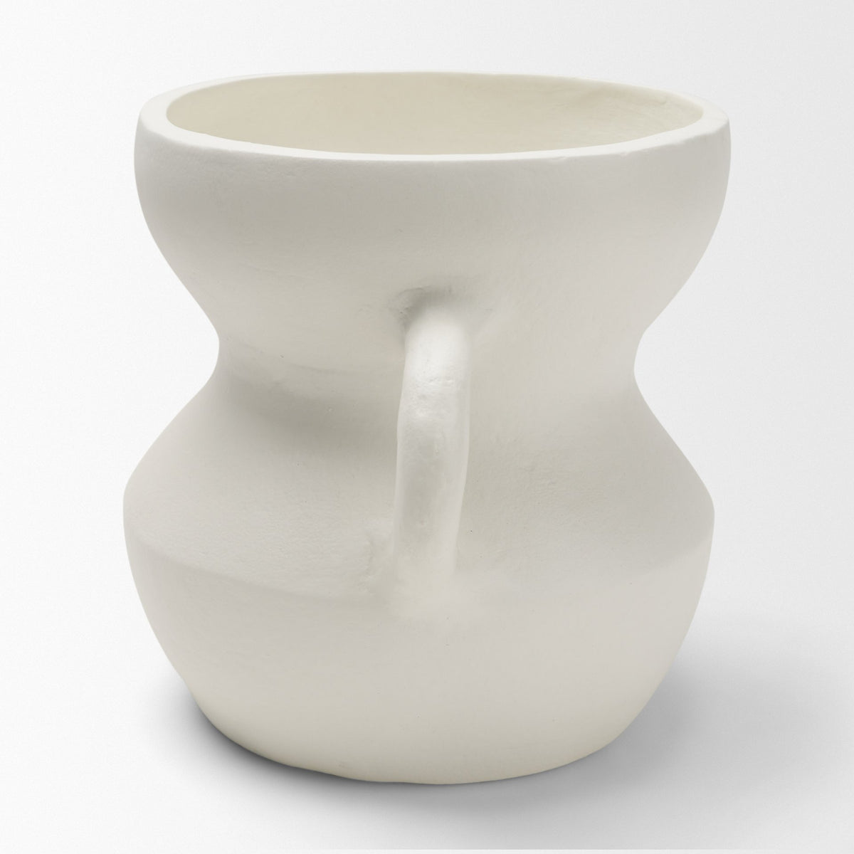 Mika Wide White Ceramic Vase w/ Handles-Vase-DECOROLALA