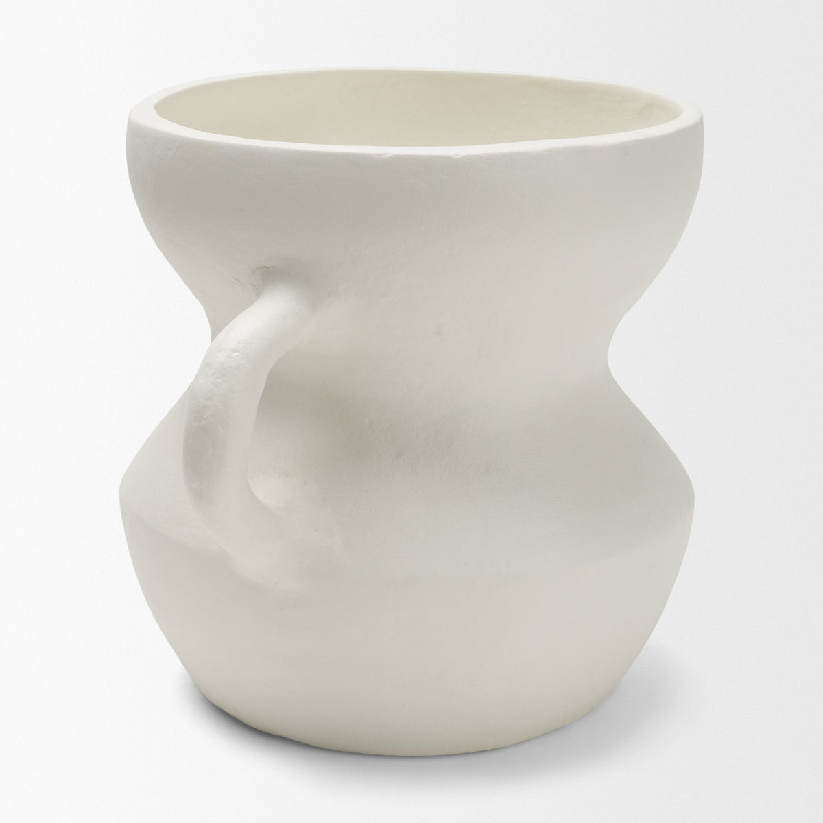 Mika Wide White Ceramic Vase w/ Handles-Vase-DECOROLALA
