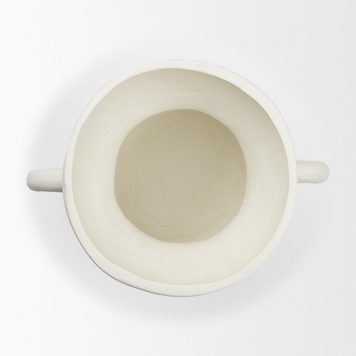 Mika Wide White Ceramic Vase w/ Handles-Vase-DECOROLALA