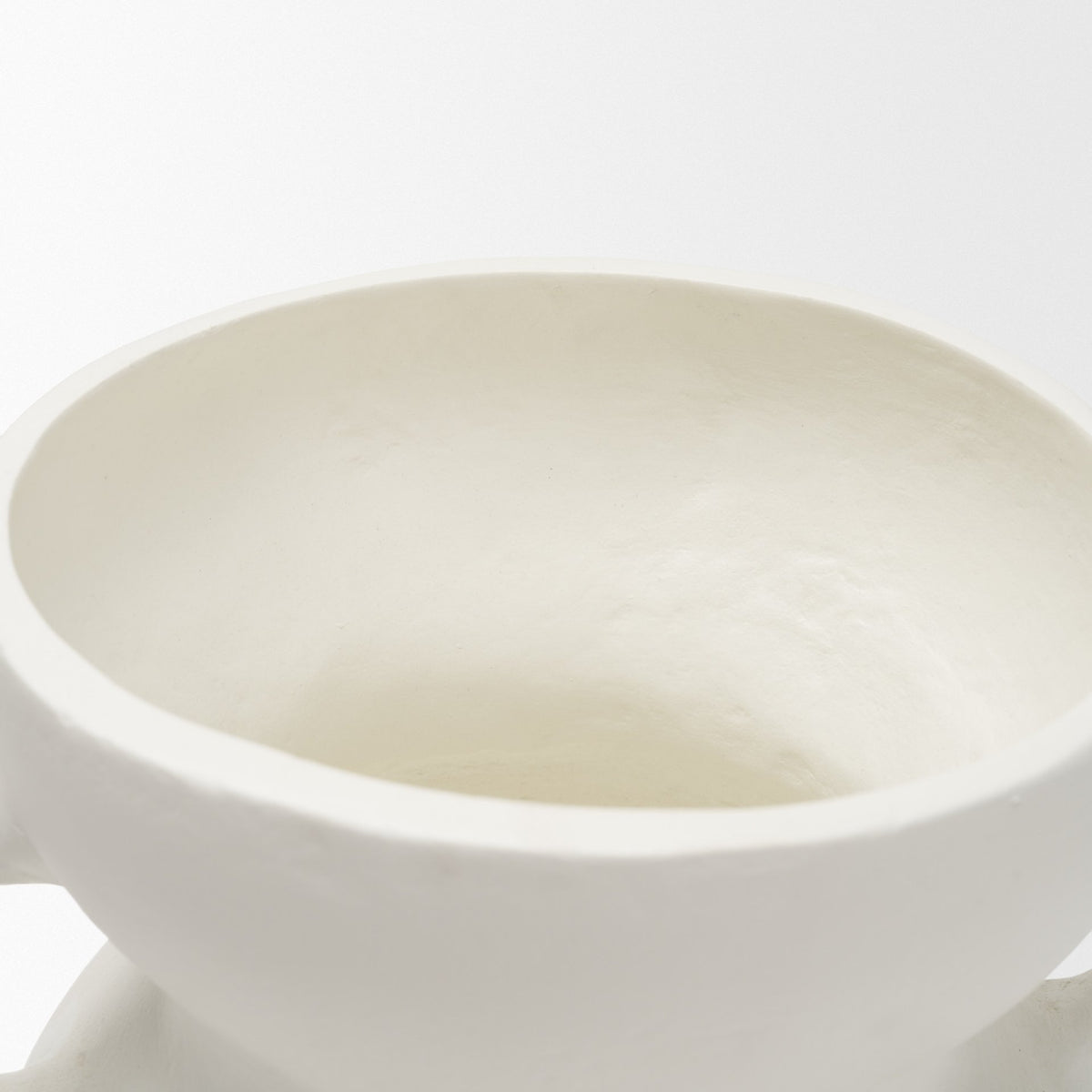 Mika Wide White Ceramic Vase w/ Handles-Vase-DECOROLALA