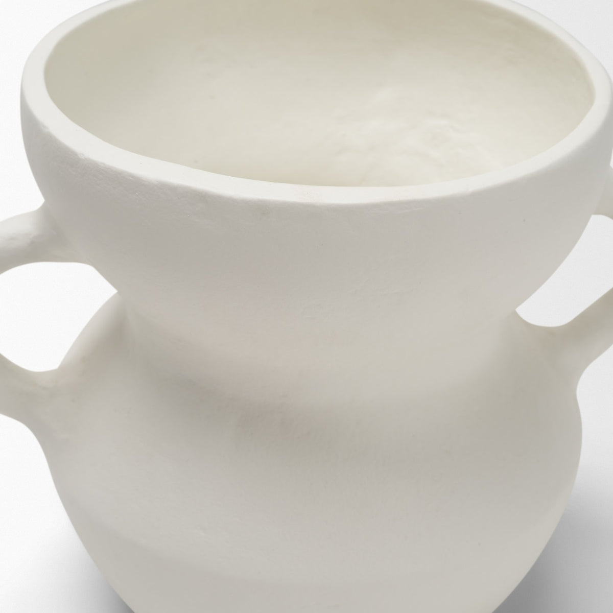 Mika Wide White Ceramic Vase w/ Handles-Vase-DECOROLALA
