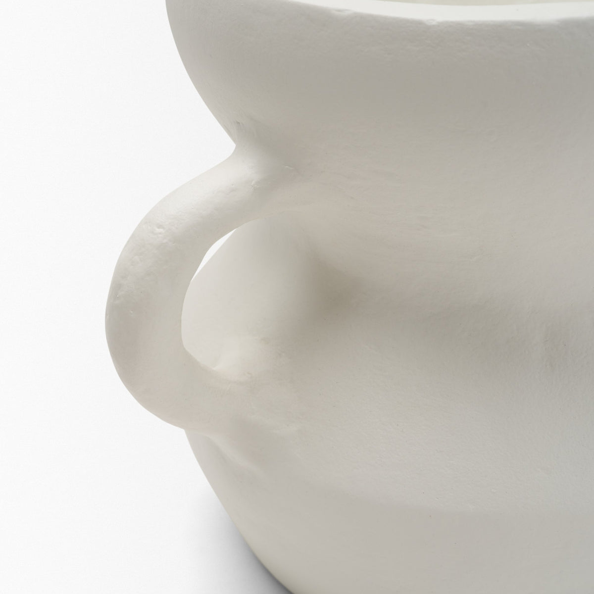 Mika Wide White Ceramic Vase w/ Handles-Vase-DECOROLALA