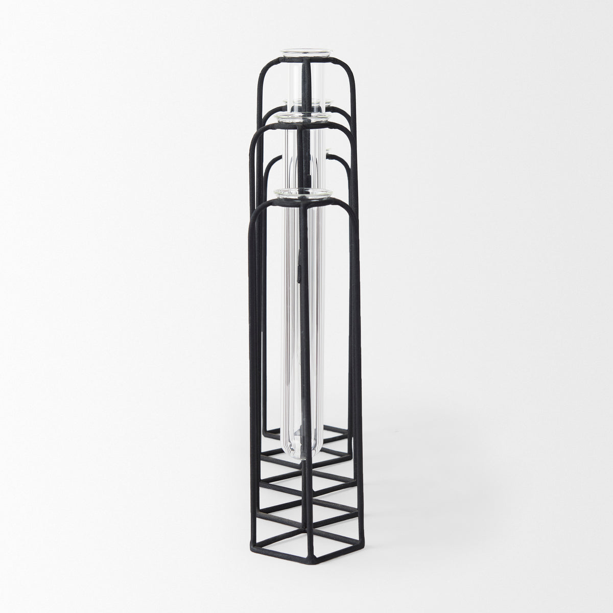 Mila Metal and Glass Hinged Decorative Accent with 5 Vases-Objects-DECOROLALA