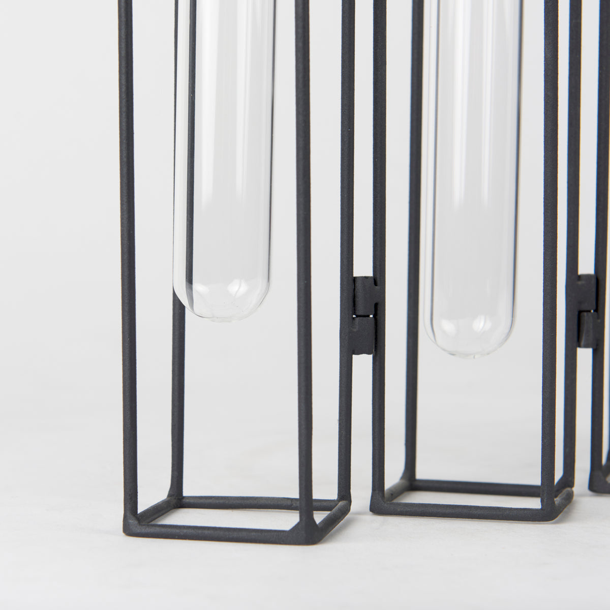 Mila Metal and Glass Hinged Decorative Accent with 5 Vases-Objects-DECOROLALA