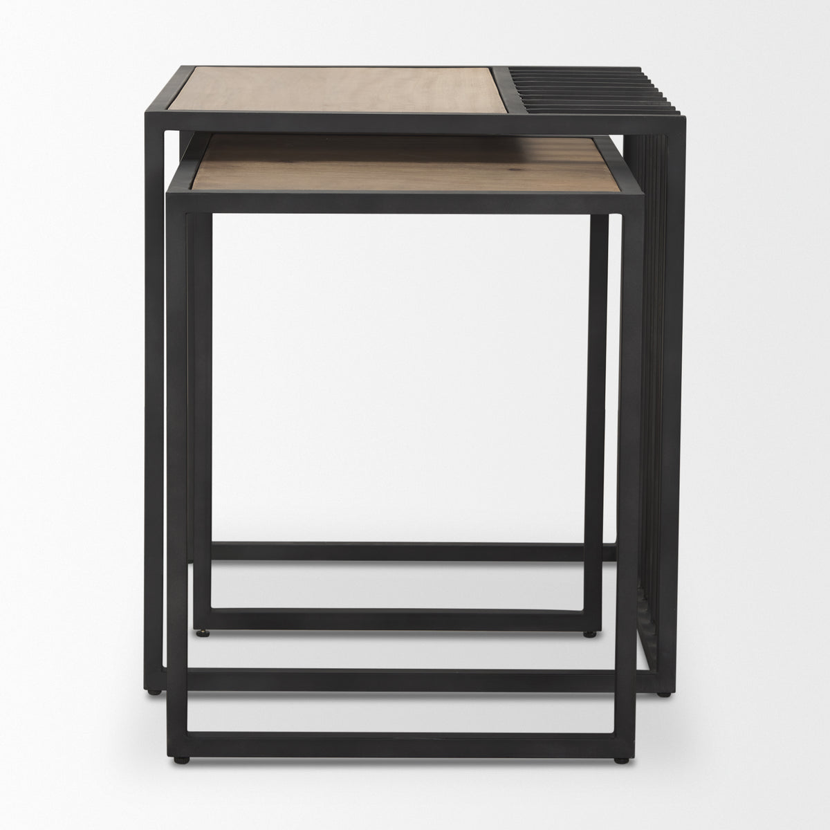 Miles Black Metal w/ Light Wood Nesting End/Side Table-End and Side Tables-DECOROLALA