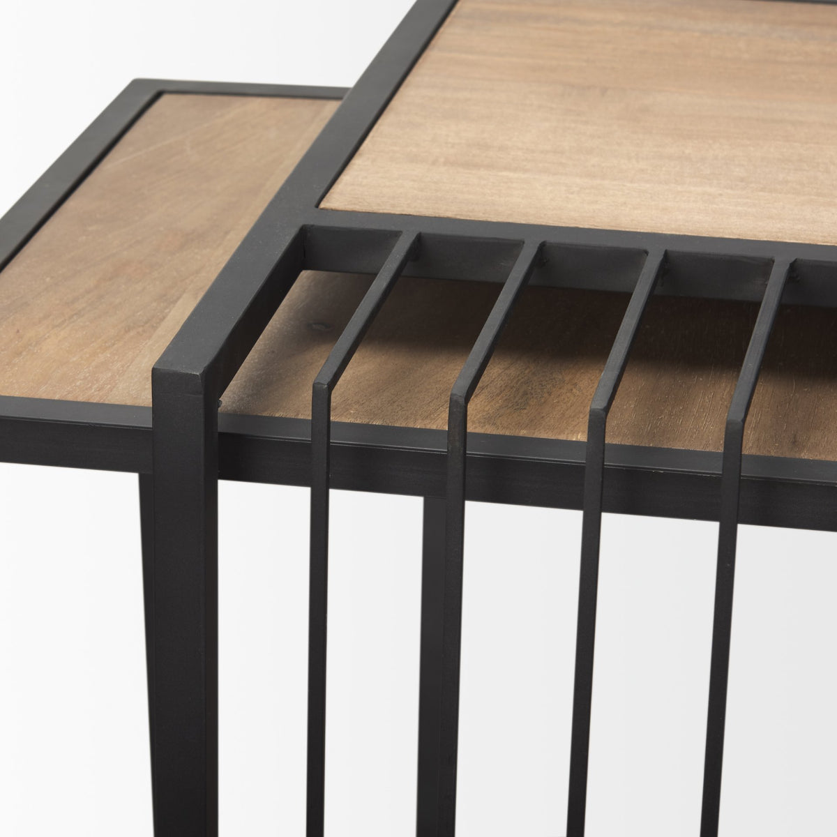 Miles Black Metal w/ Light Wood Nesting End/Side Table-End and Side Tables-DECOROLALA