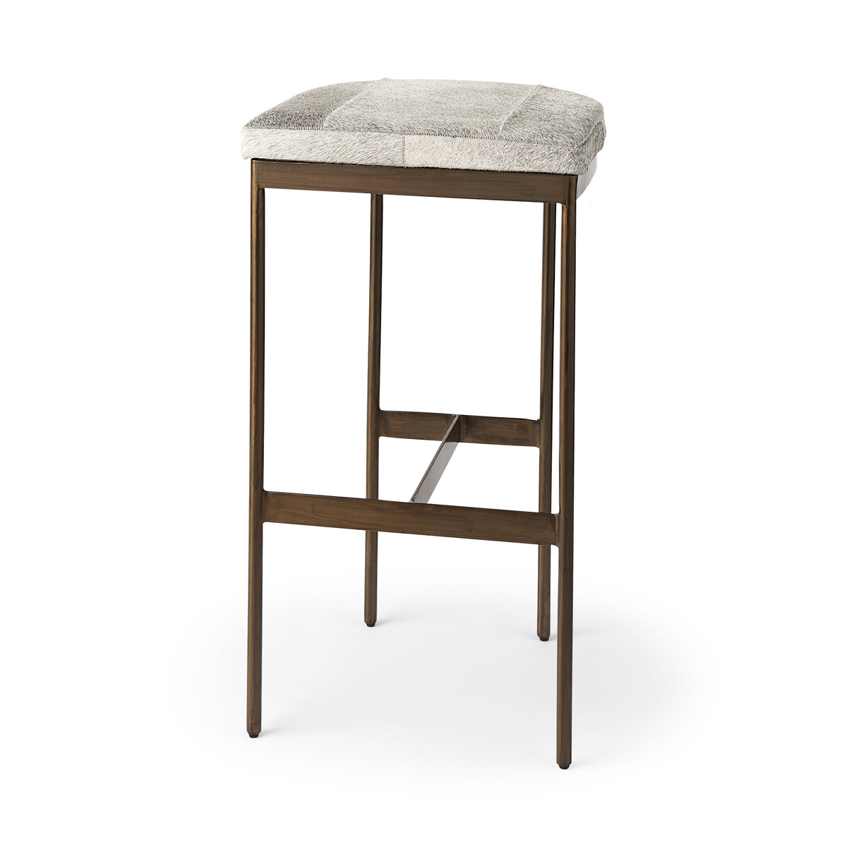 Millie 30H Hair-on-hide Seat W/ Gold Frame Bar Stool-Bar Stools-DECOROLALA