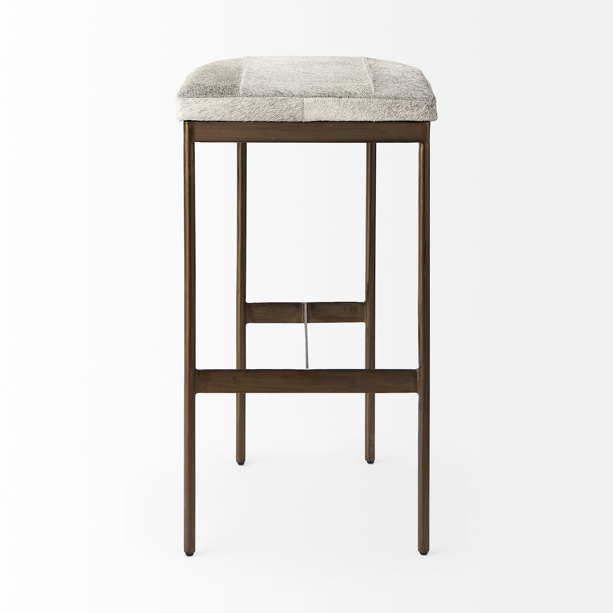 Millie 30H Hair-on-hide Seat W/ Gold Frame Bar Stool-Bar Stools-DECOROLALA