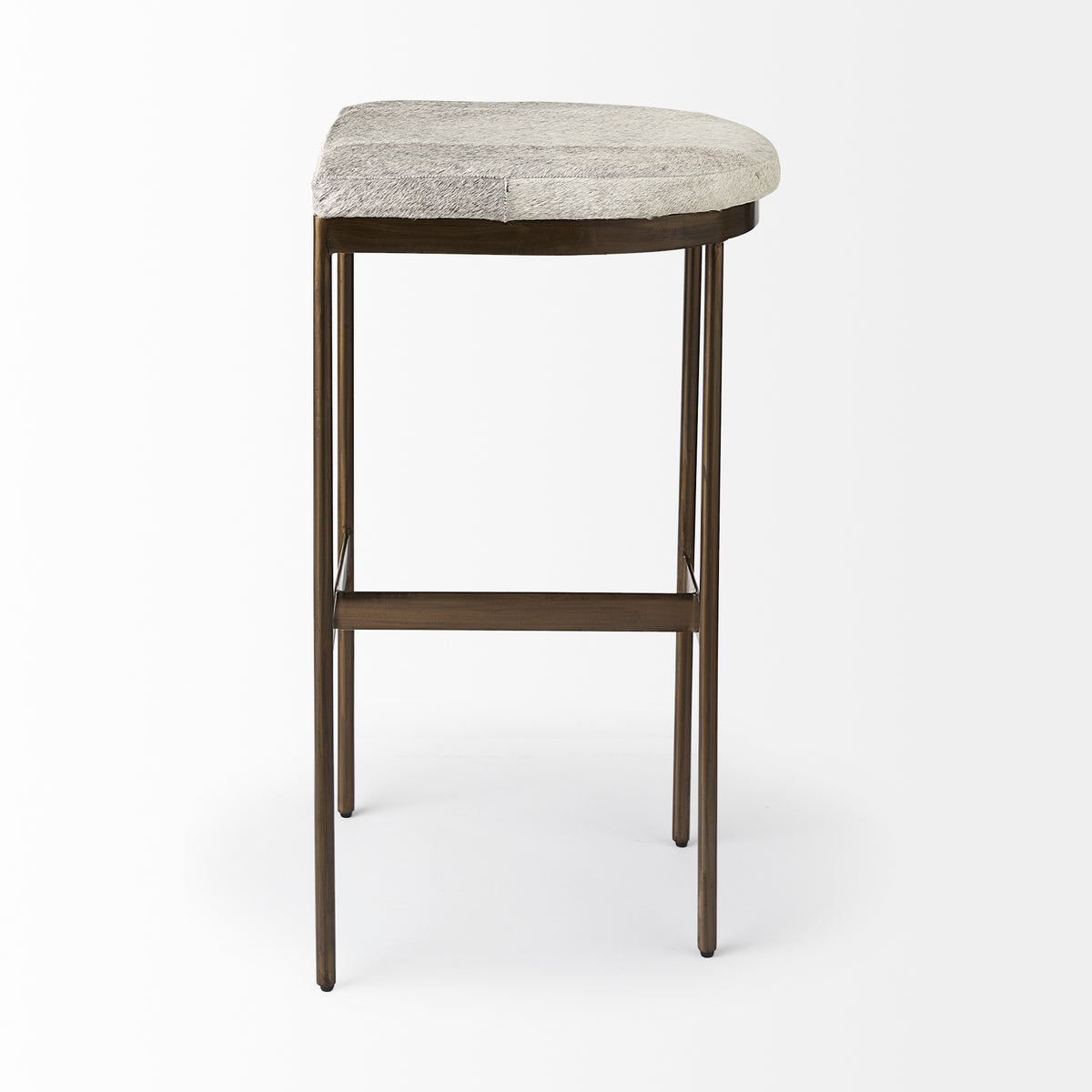 Millie 30H Hair-on-hide Seat W/ Gold Frame Bar Stool-Bar Stools-DECOROLALA