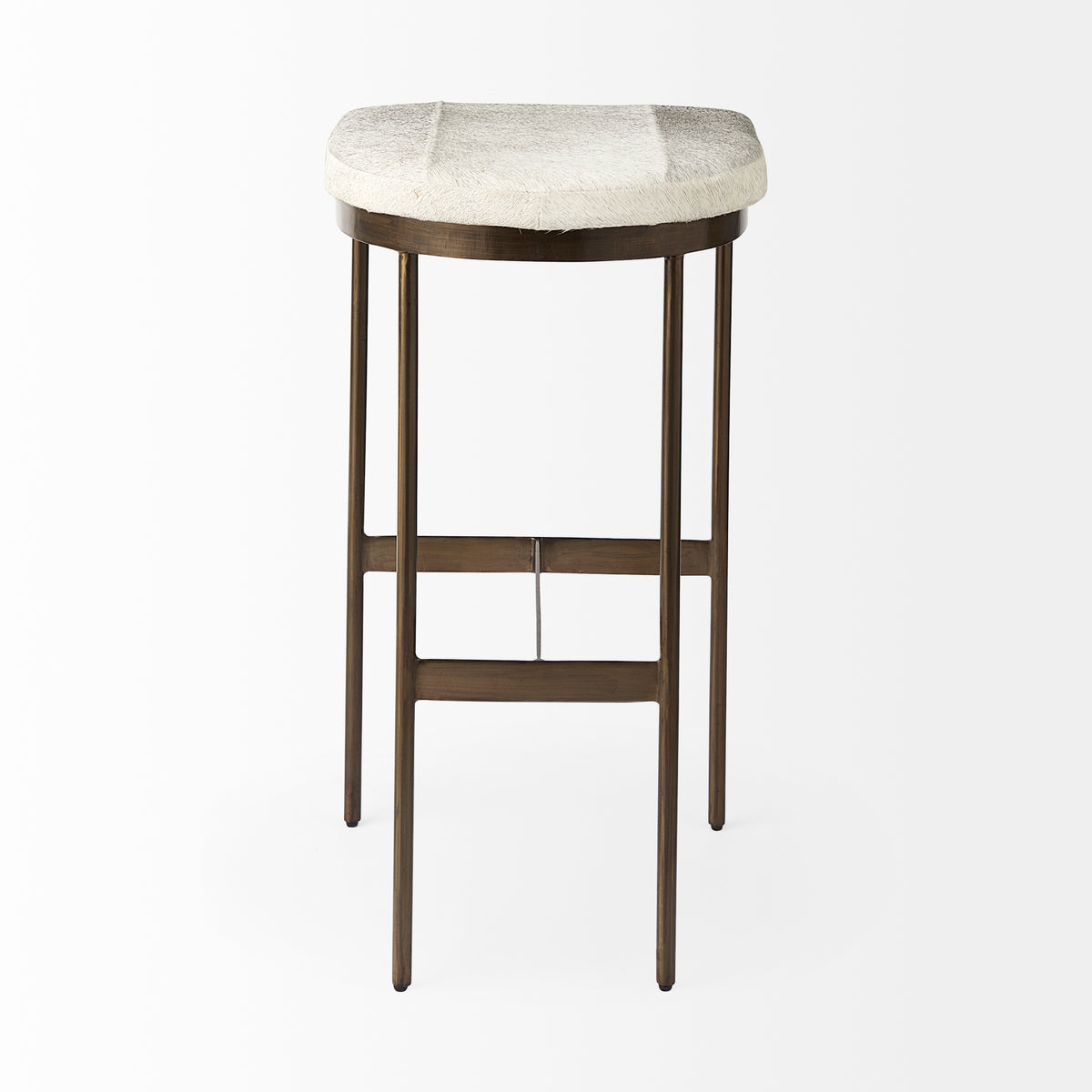 Millie 30H Hair-on-hide Seat W/ Gold Frame Bar Stool-Bar Stools-DECOROLALA
