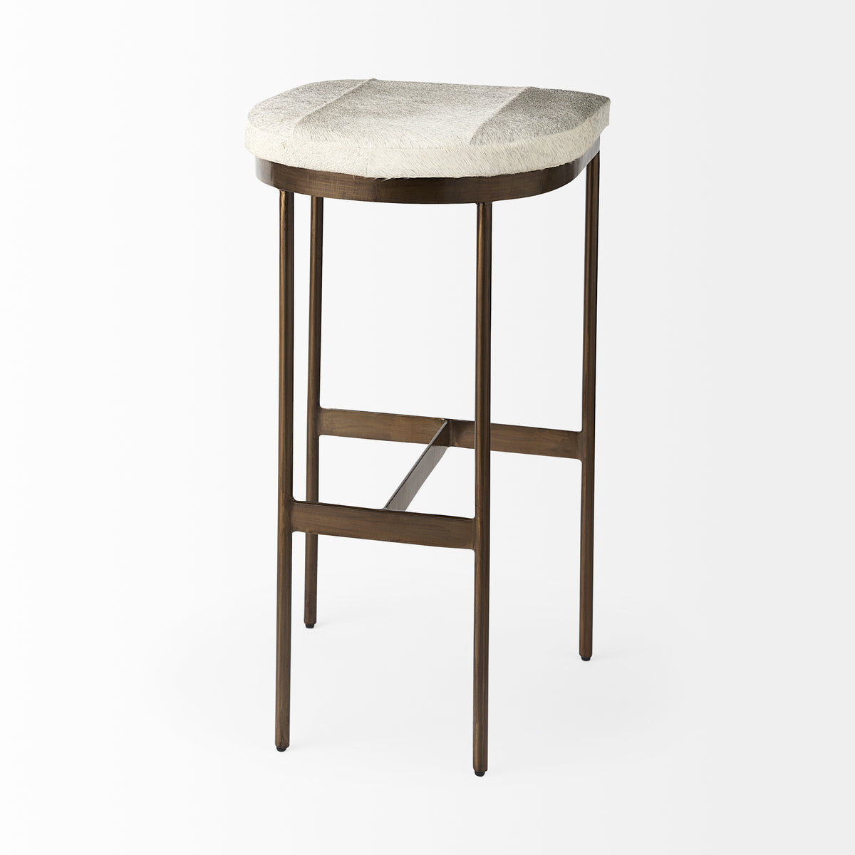 Millie 30H Hair-on-hide Seat W/ Gold Frame Bar Stool-Bar Stools-DECOROLALA