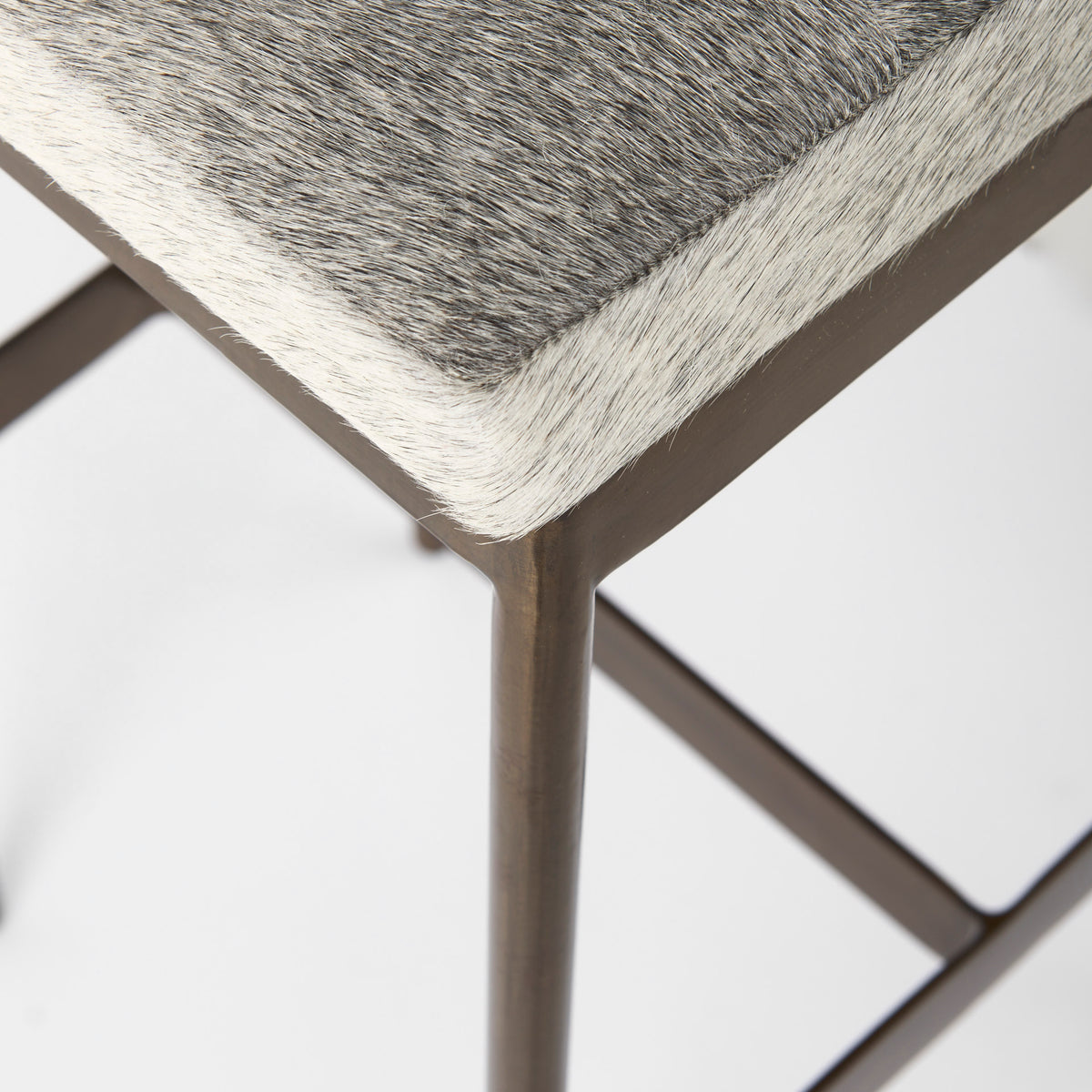 Millie 30H Hair-on-hide Seat W/ Gold Frame Bar Stool-Bar Stools-DECOROLALA
