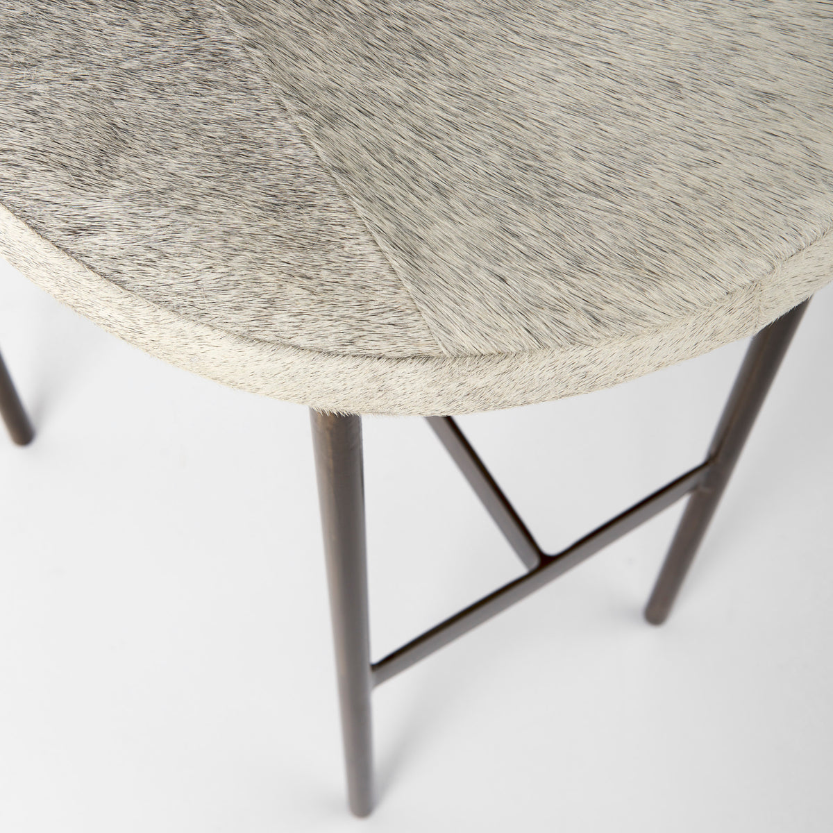 Millie 30H Hair-on-hide Seat W/ Gold Frame Bar Stool-Bar Stools-DECOROLALA