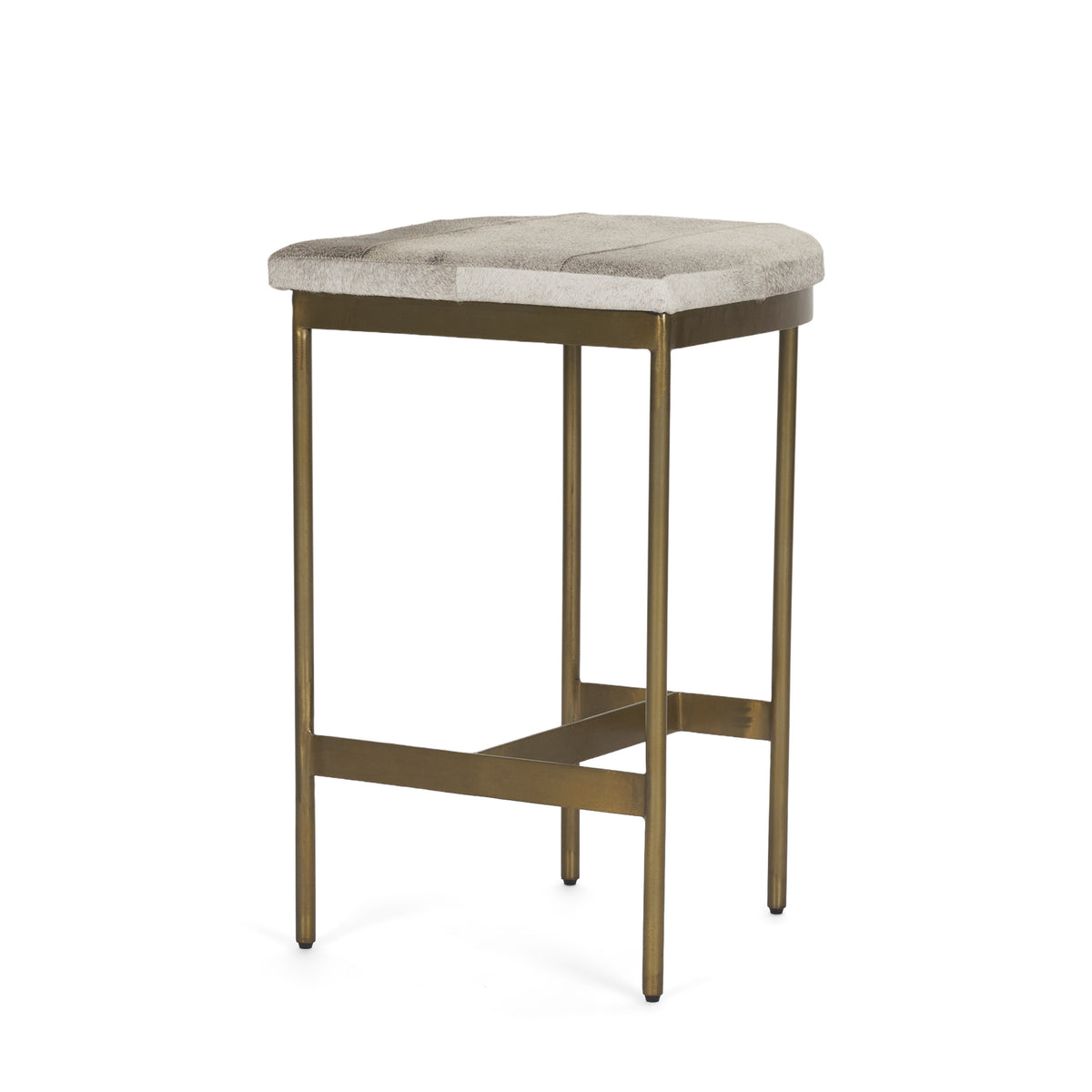 Millie 26.25H Hair-on-hide Seat W/ Gold Metal Frame Counter Stool-Bar Stools-DECOROLALA