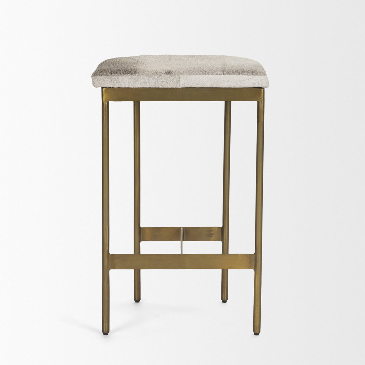 Millie 26.25H Hair-on-hide Seat W/ Gold Metal Frame Counter Stool-Bar Stools-DECOROLALA