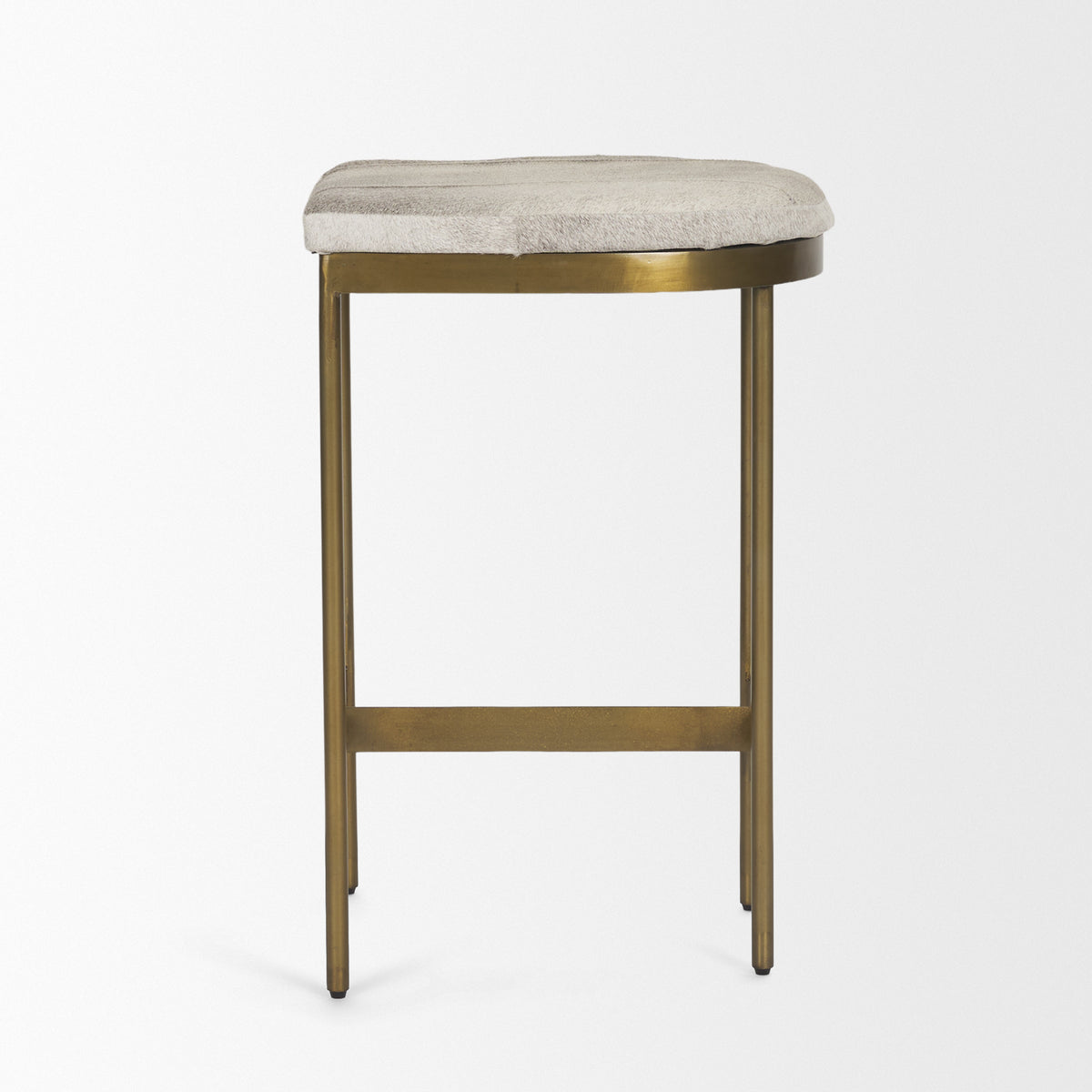 Millie 26.25H Hair-on-hide Seat W/ Gold Metal Frame Counter Stool-Bar Stools-DECOROLALA