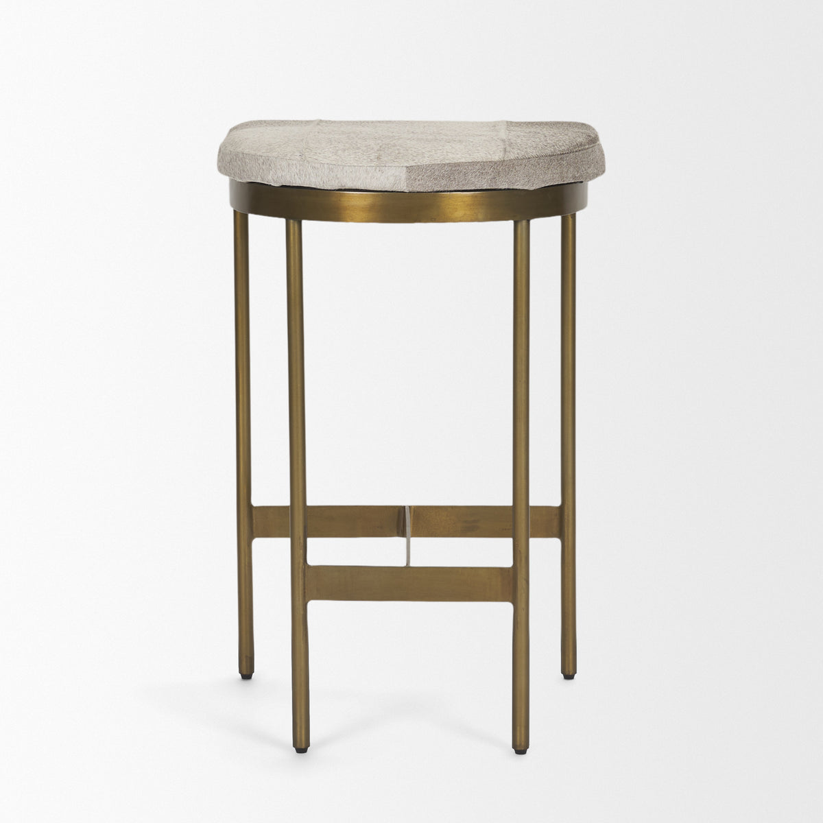Millie 26.25H Hair-on-hide Seat W/ Gold Metal Frame Counter Stool-Bar Stools-DECOROLALA