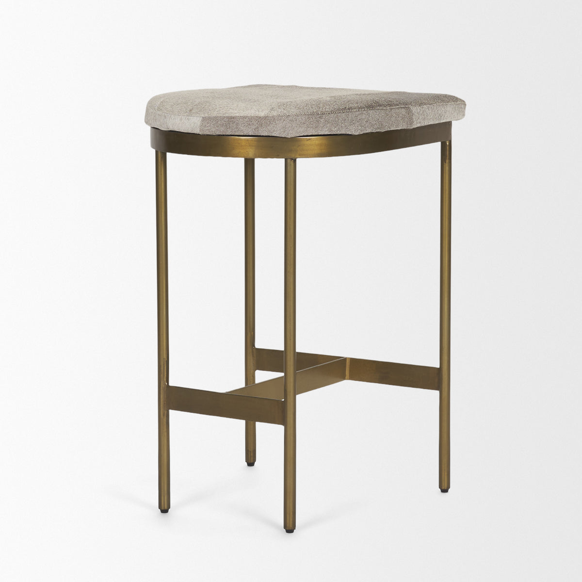 Millie 26.25H Hair-on-hide Seat W/ Gold Metal Frame Counter Stool-Bar Stools-DECOROLALA