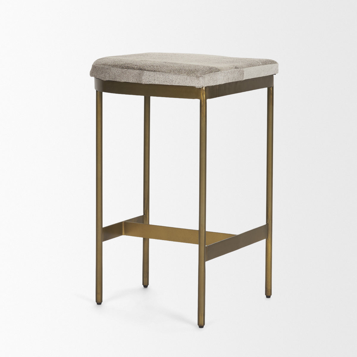 Millie 26.25H Hair-on-hide Seat W/ Gold Metal Frame Counter Stool-Bar Stools-DECOROLALA