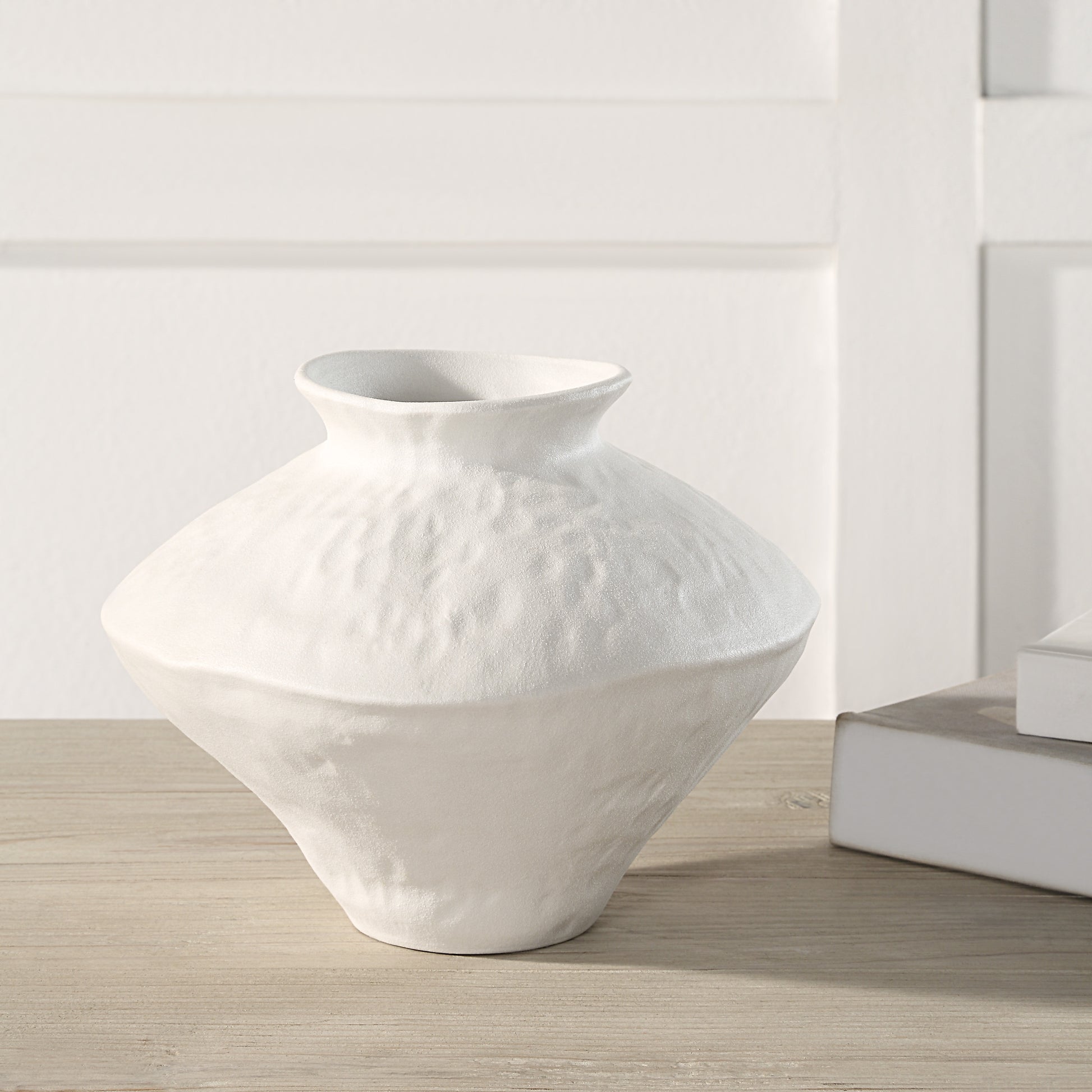 Mills Indoor Porcelain Ceramic Vase, Matte Off-White-Vase-DECOROLALA