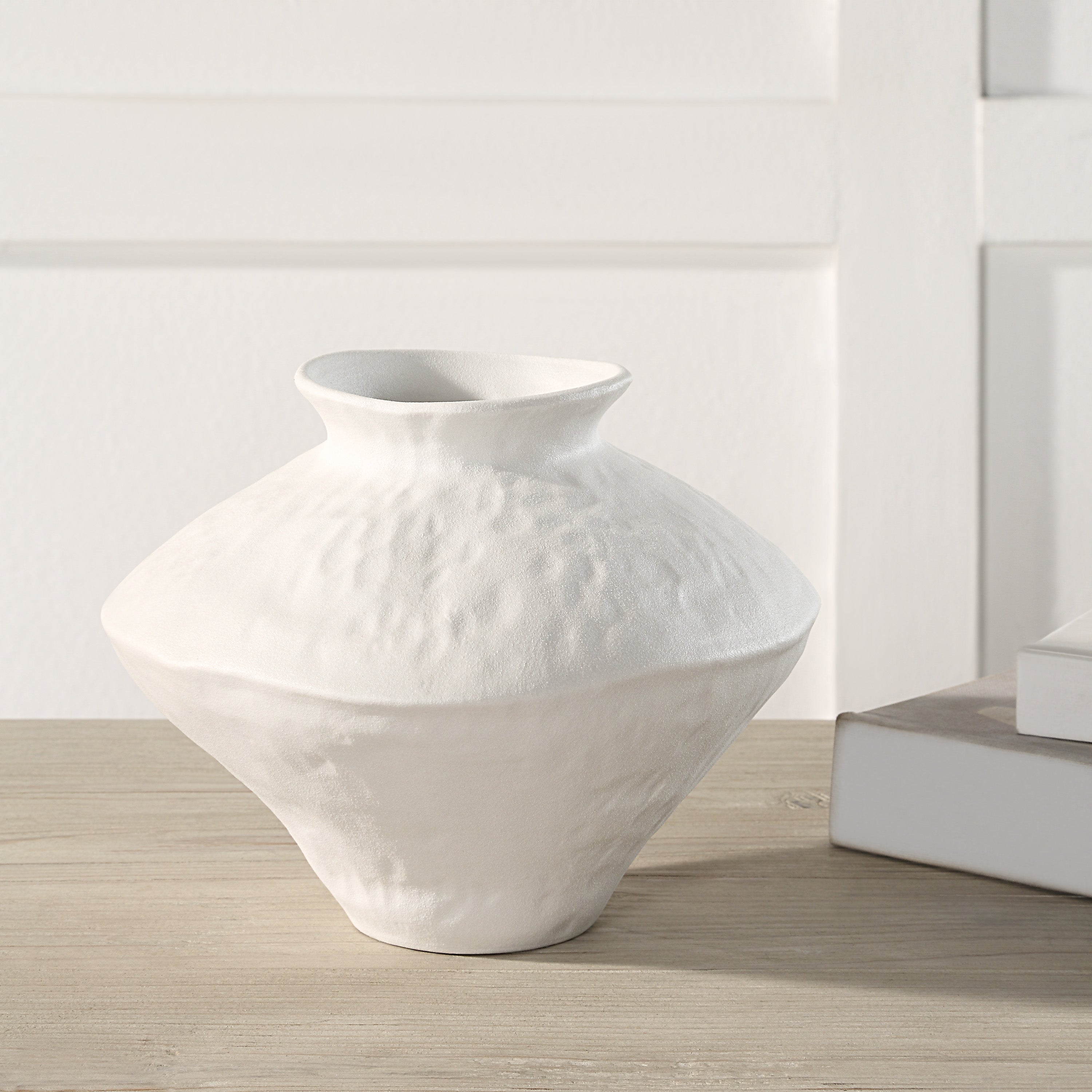 Mills Indoor Porcelain Ceramic Vase, Matte Off-White-Vase-DECOROLALA