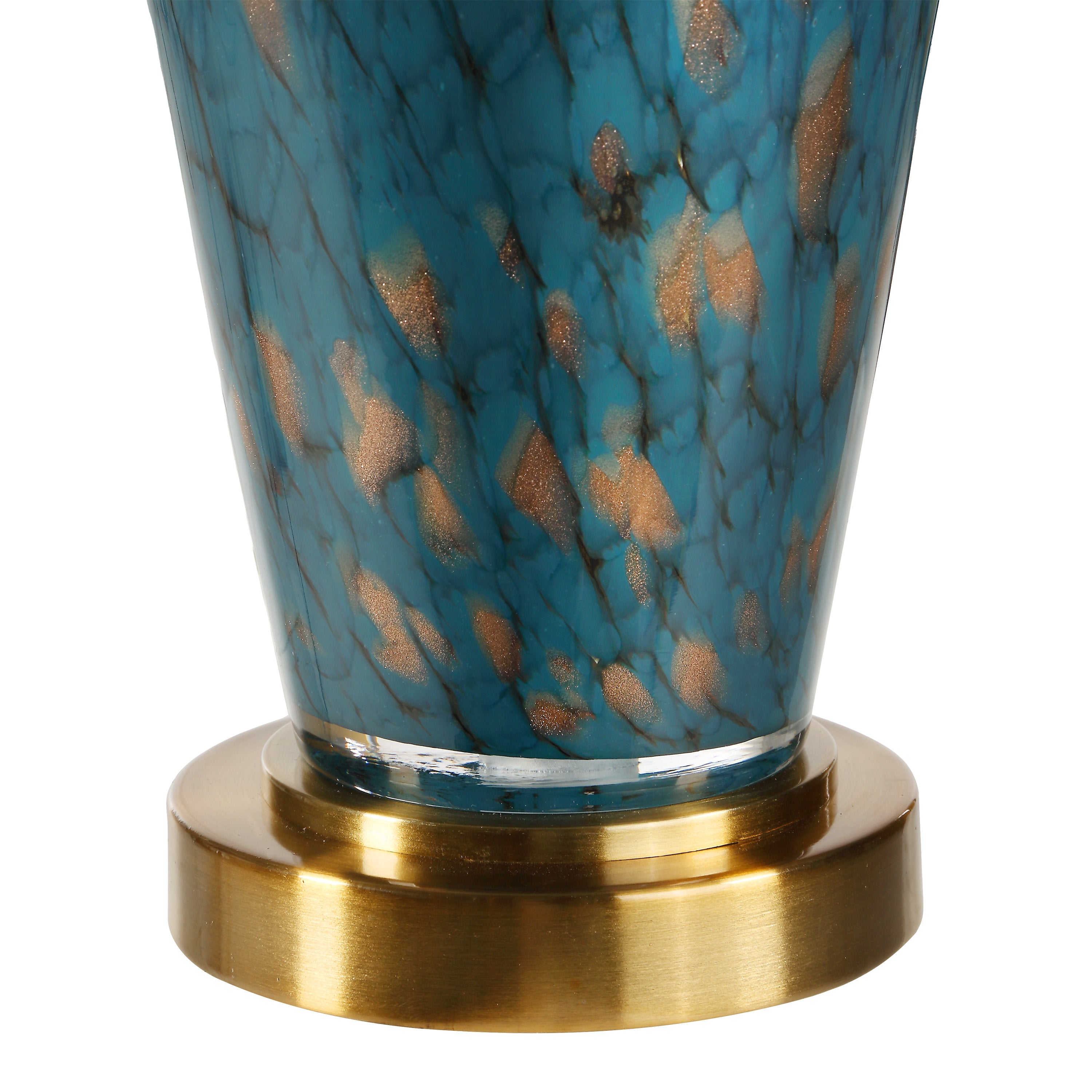Milo 29.5" Table Lamp with Blue Glass & Bronze-Table Lamp-DECOROLALA