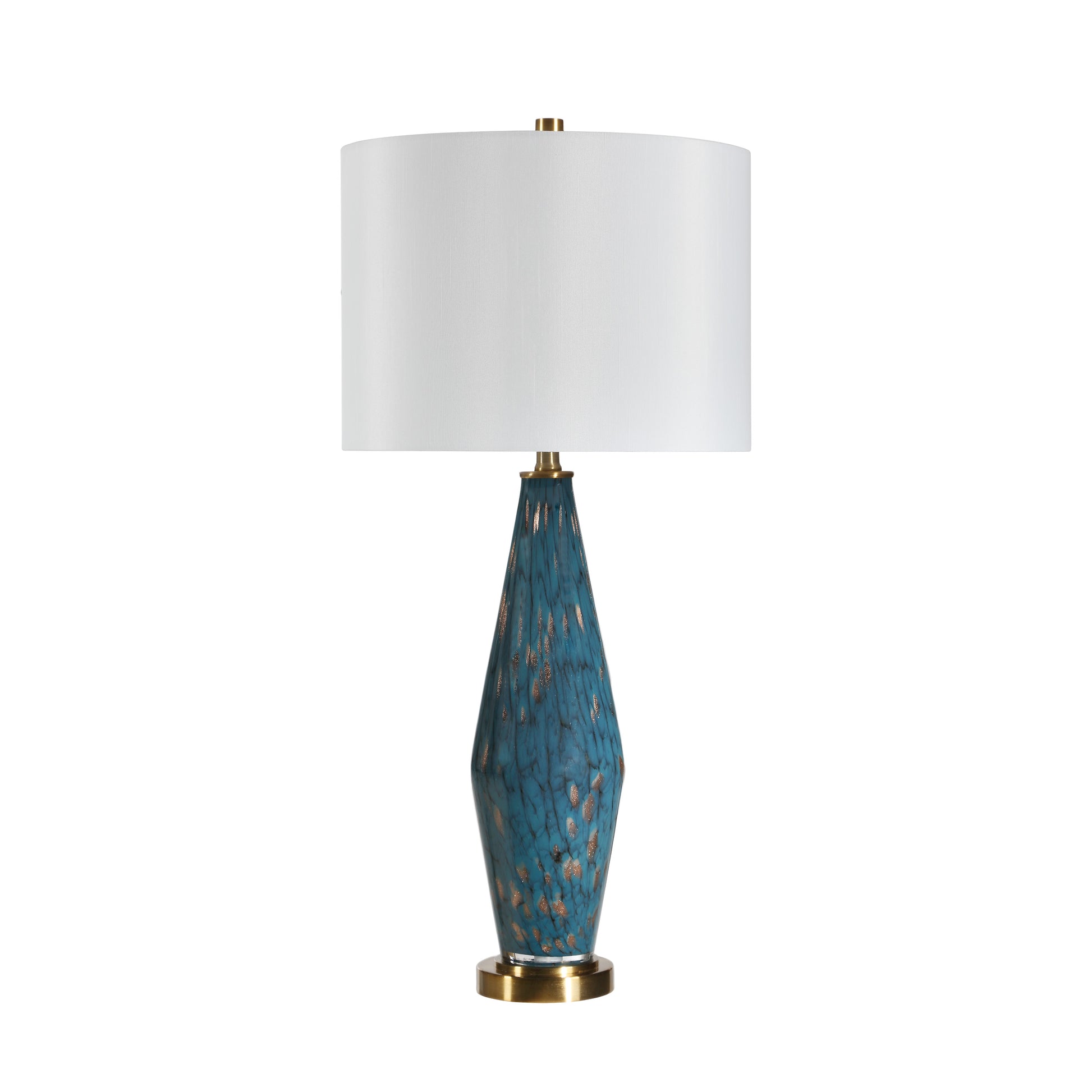 Milo 29.5" Table Lamp with Blue Glass & Bronze-Table Lamp-DECOROLALA