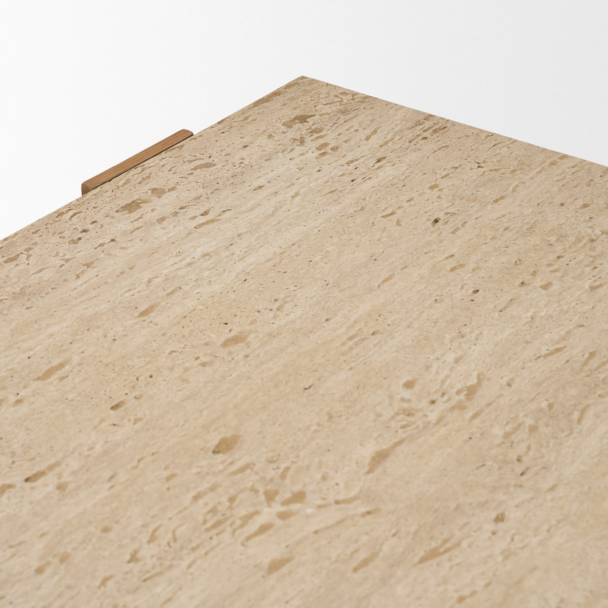 Milos Travertine Top w/ Light Brown Oak Wood Coffee Table-Coffee Tables-DECOROLALA