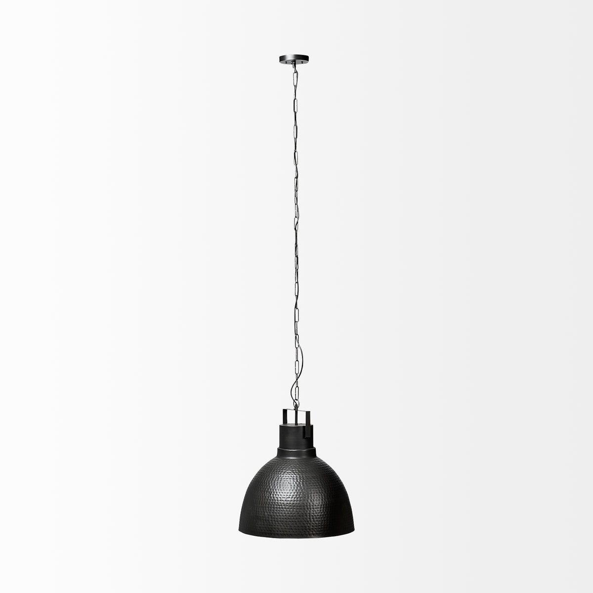 Minerva 19x22 Metallic Gray Hammered Detail Pendant Light-Pendant Lighting-DECOROLALA
