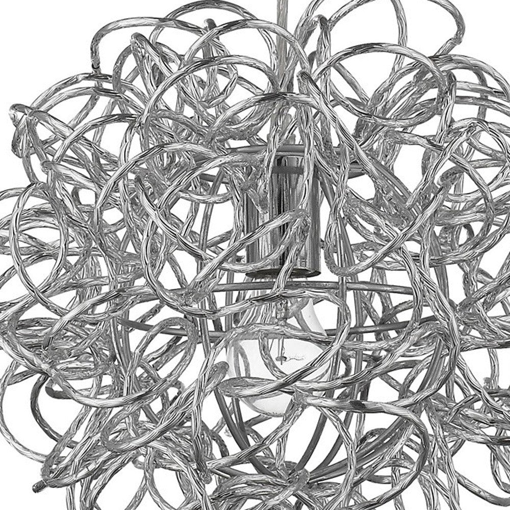 Mingle 1-Light Polished Chrome Pendant With Faceted Chrome Aluminum Wire Shade-Pendants-Hanging Lights-DECOROLALA