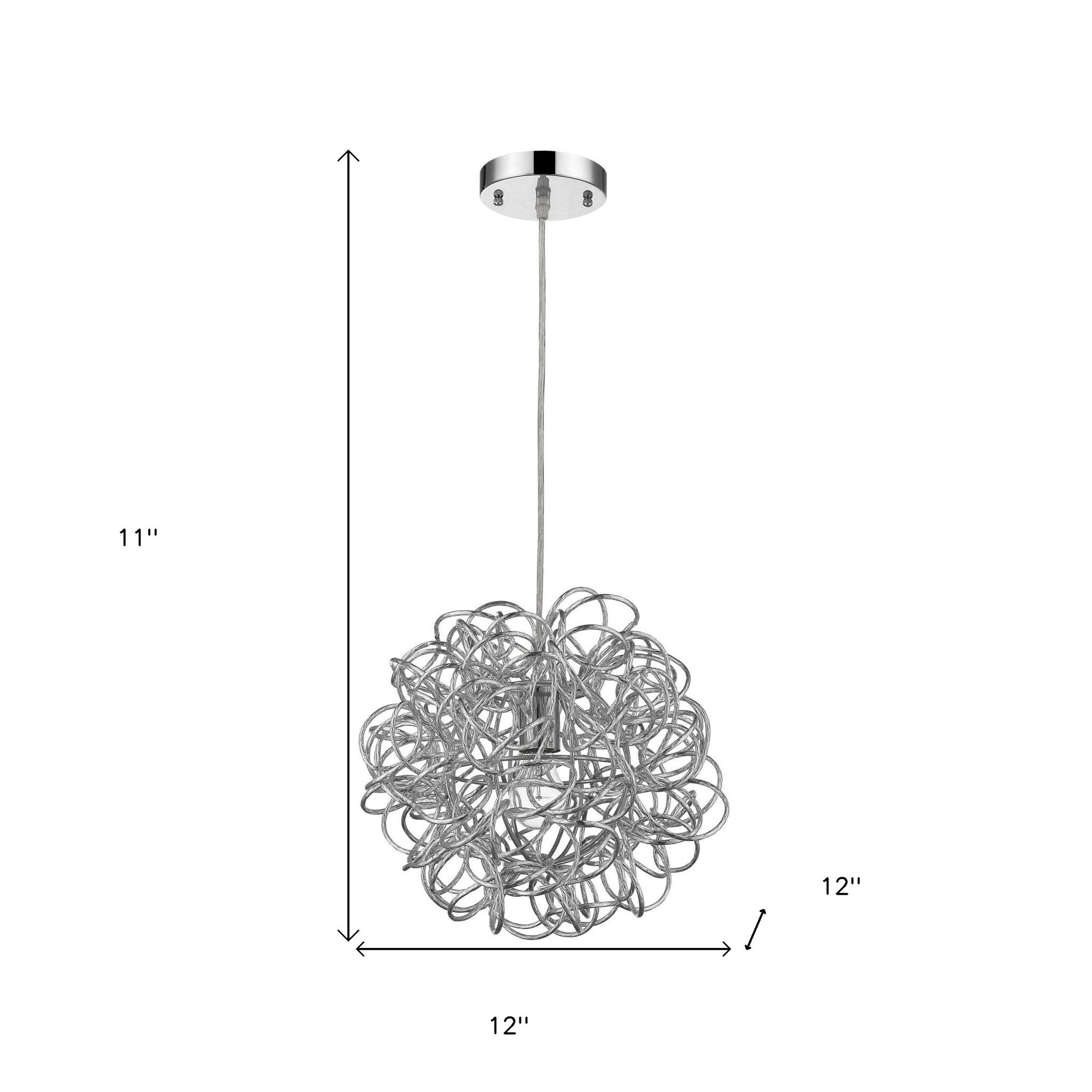 Mingle 1-Light Polished Chrome Pendant With Faceted Chrome Aluminum Wire Shade-Pendants-Hanging Lights-DECOROLALA