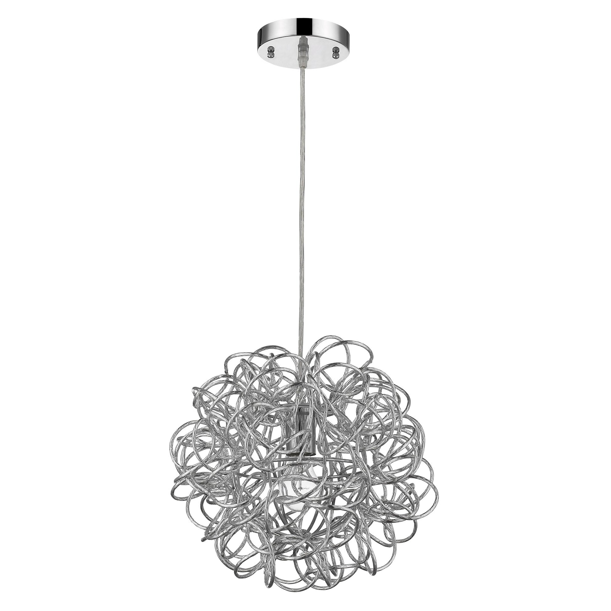Mingle 1-Light Polished Chrome Pendant With Faceted Chrome Aluminum Wire Shade-Pendants-Hanging Lights-DECOROLALA