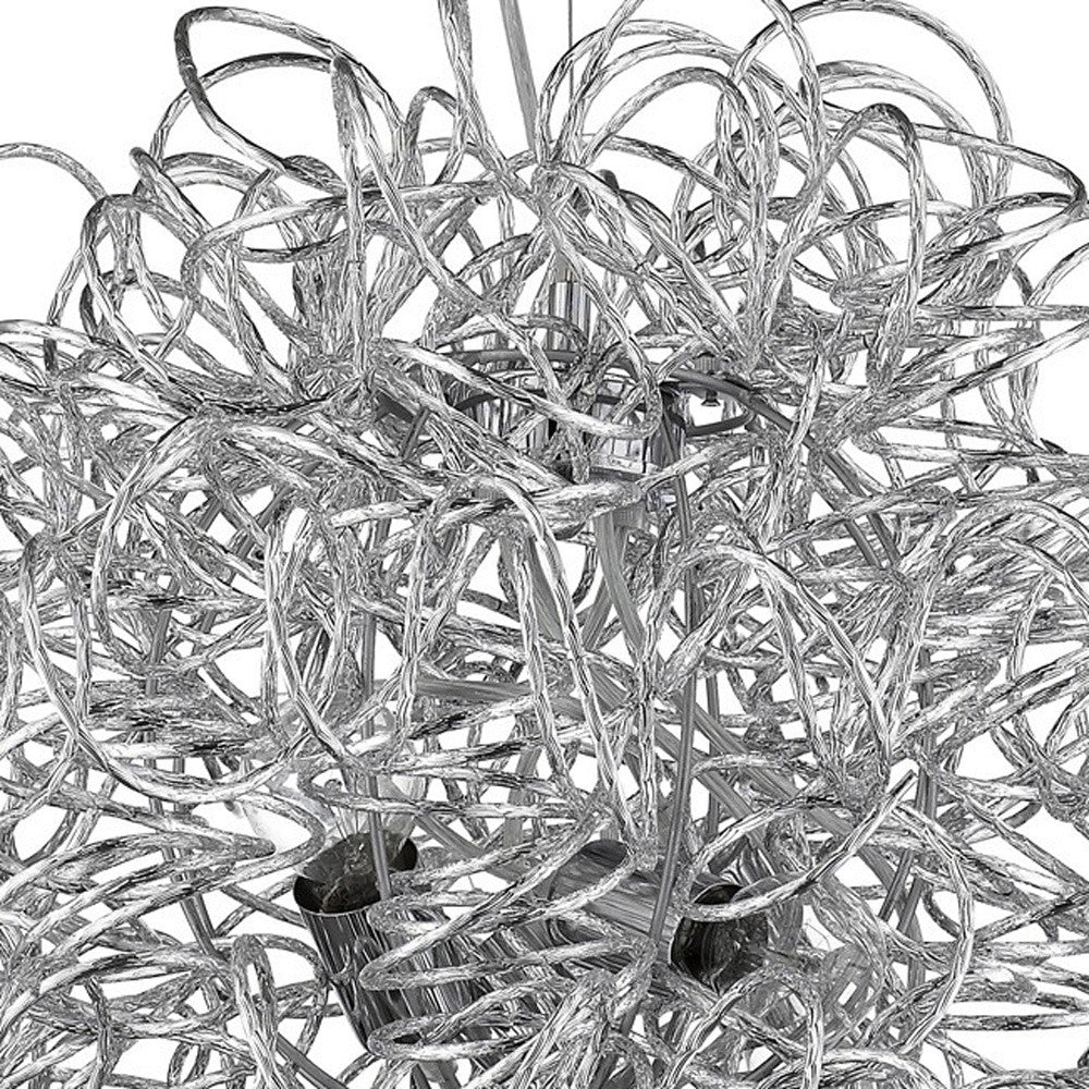 Mingle 4-Light Polished Chrome Pendant With Faceted Chrome Aluminum Wire Shade-Pendants-Hanging Lights-DECOROLALA