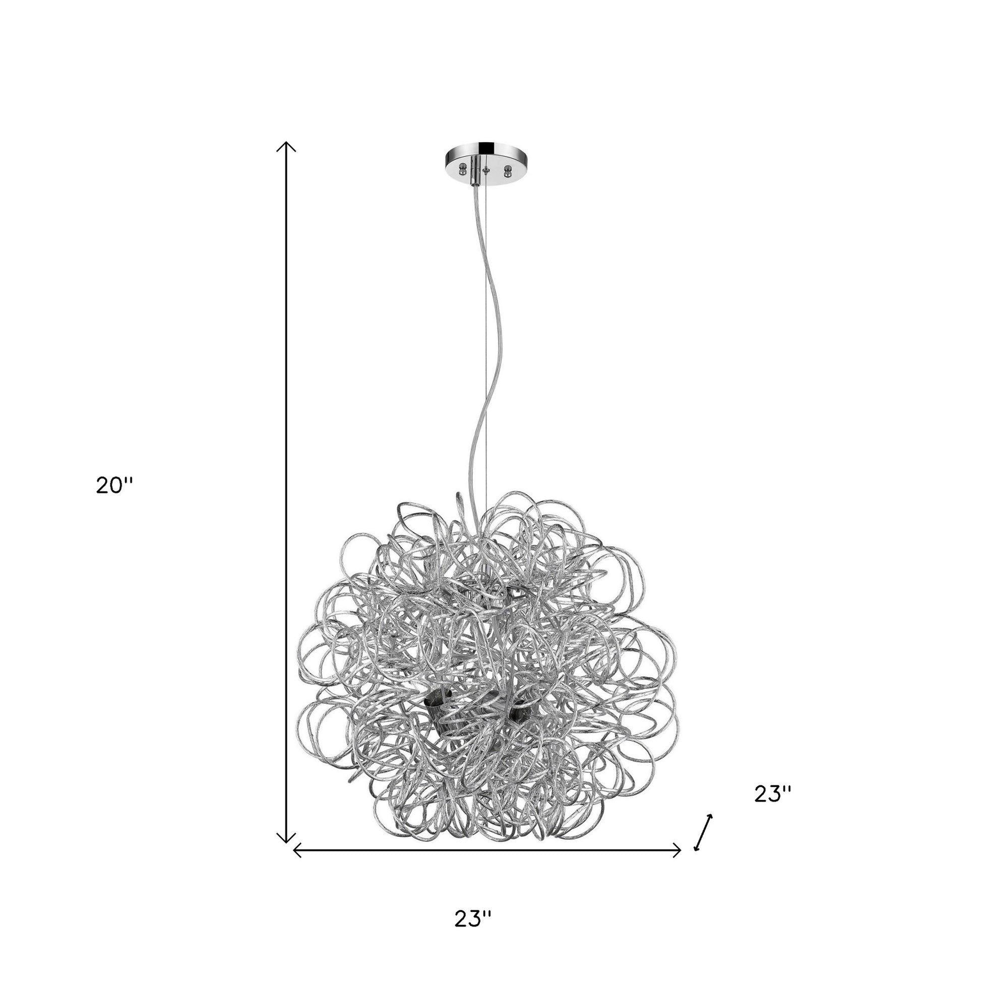 Mingle 4-Light Polished Chrome Pendant With Faceted Chrome Aluminum Wire Shade-Pendants-Hanging Lights-DECOROLALA