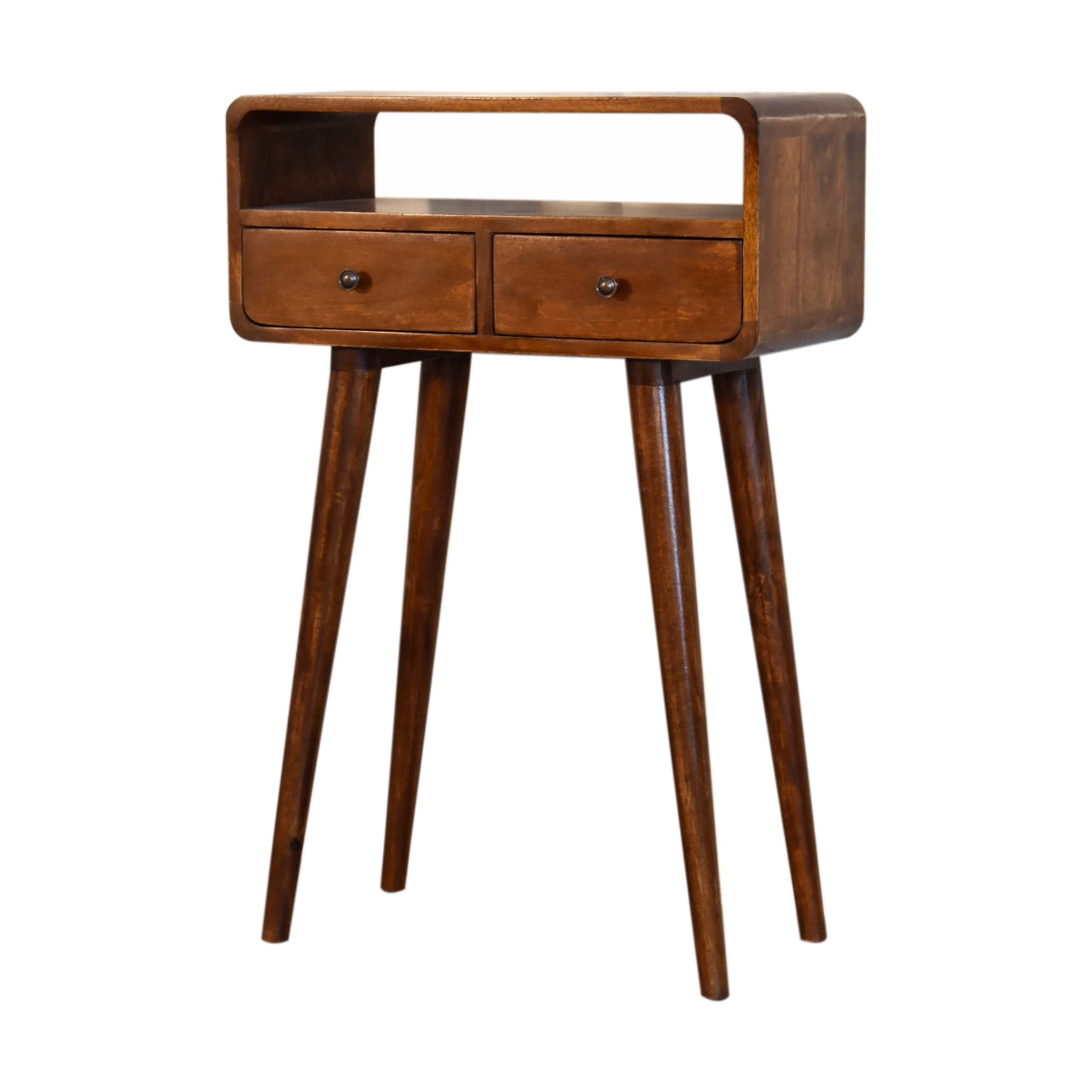 Mini Chestnut Console Table with 2 Drawers and 1 Slot-Coffee Table-DECOROLALA