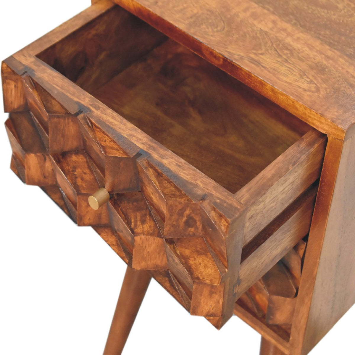Mini Chestnut Cube 2-Drawer Nightstand - Solid Mango Wood-Nightstand-DECOROLALA