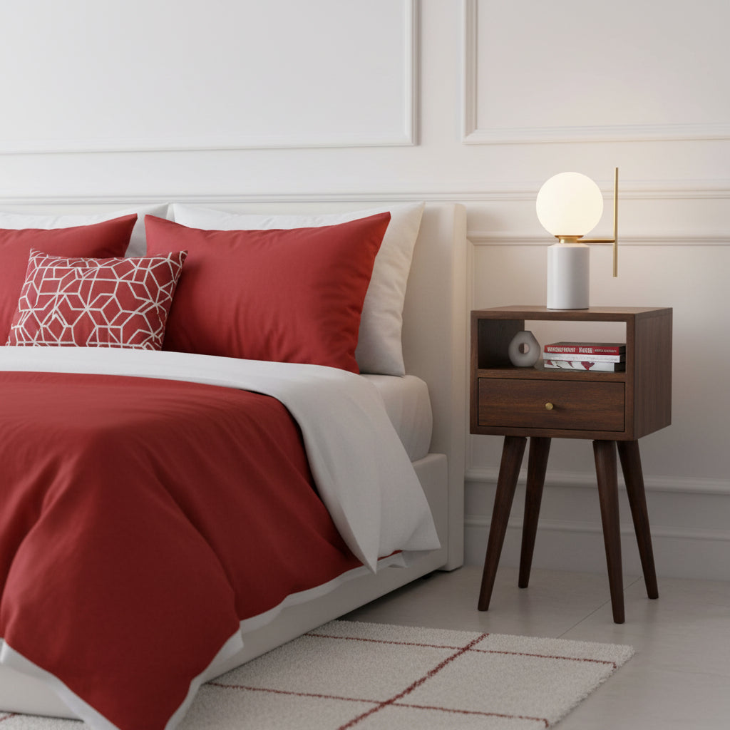 Mini Chestnut Nightstand - Solid Mango Wood with Drawer-Nightstand-DECOROLALA