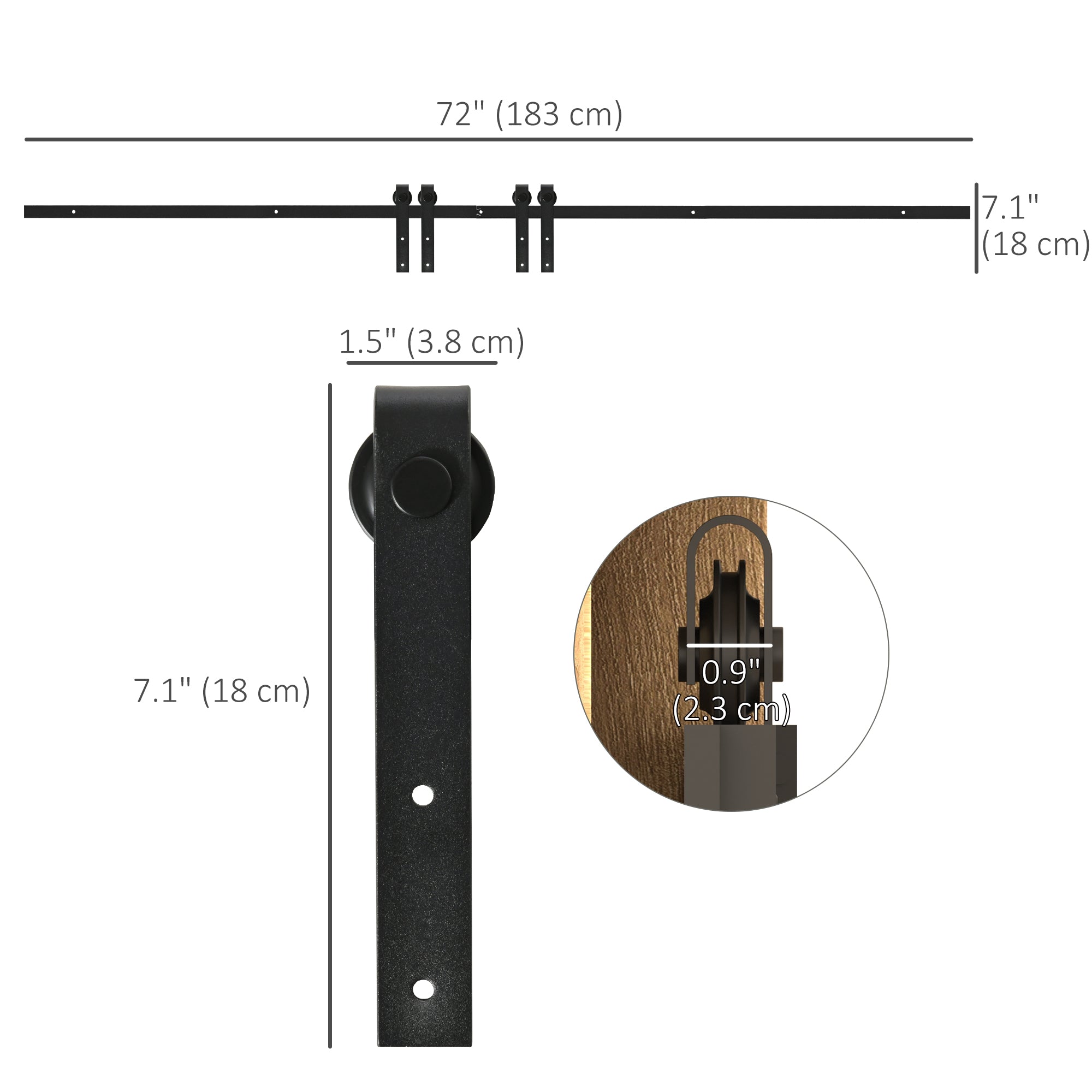 Mini Double Sliding Barn Door Hardware Kit - Black 72"-Home Improvement > Hardware > Door Hardware-DECOROLALA
