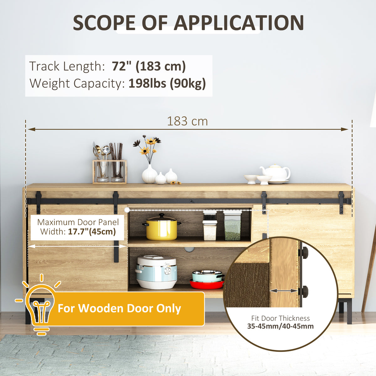 Mini Double Sliding Barn Door Hardware Kit - Black 72"-Home Improvement > Hardware > Door Hardware-DECOROLALA