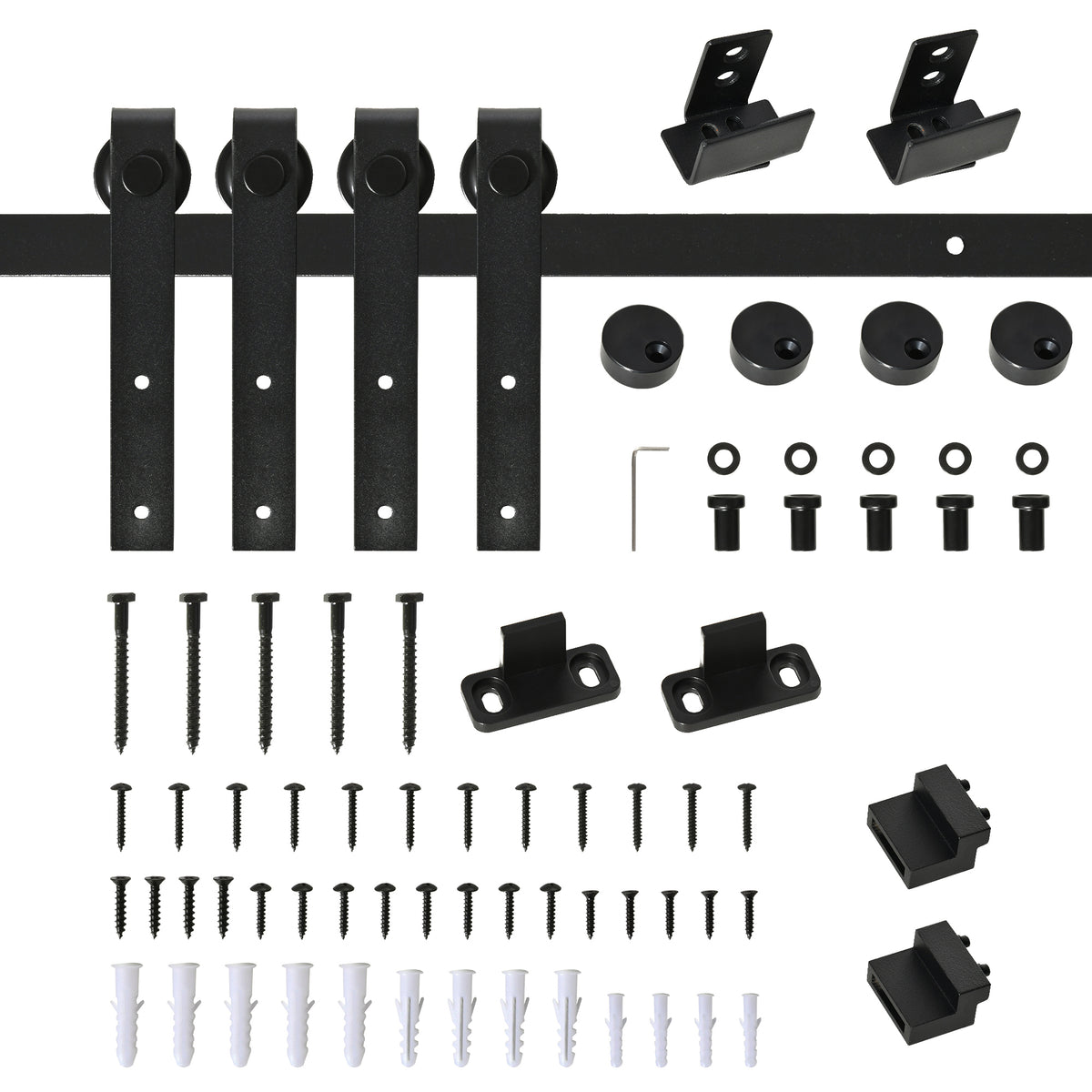 Mini Double Sliding Barn Door Hardware Kit - Black 72"-Home Improvement > Hardware > Door Hardware-DECOROLALA