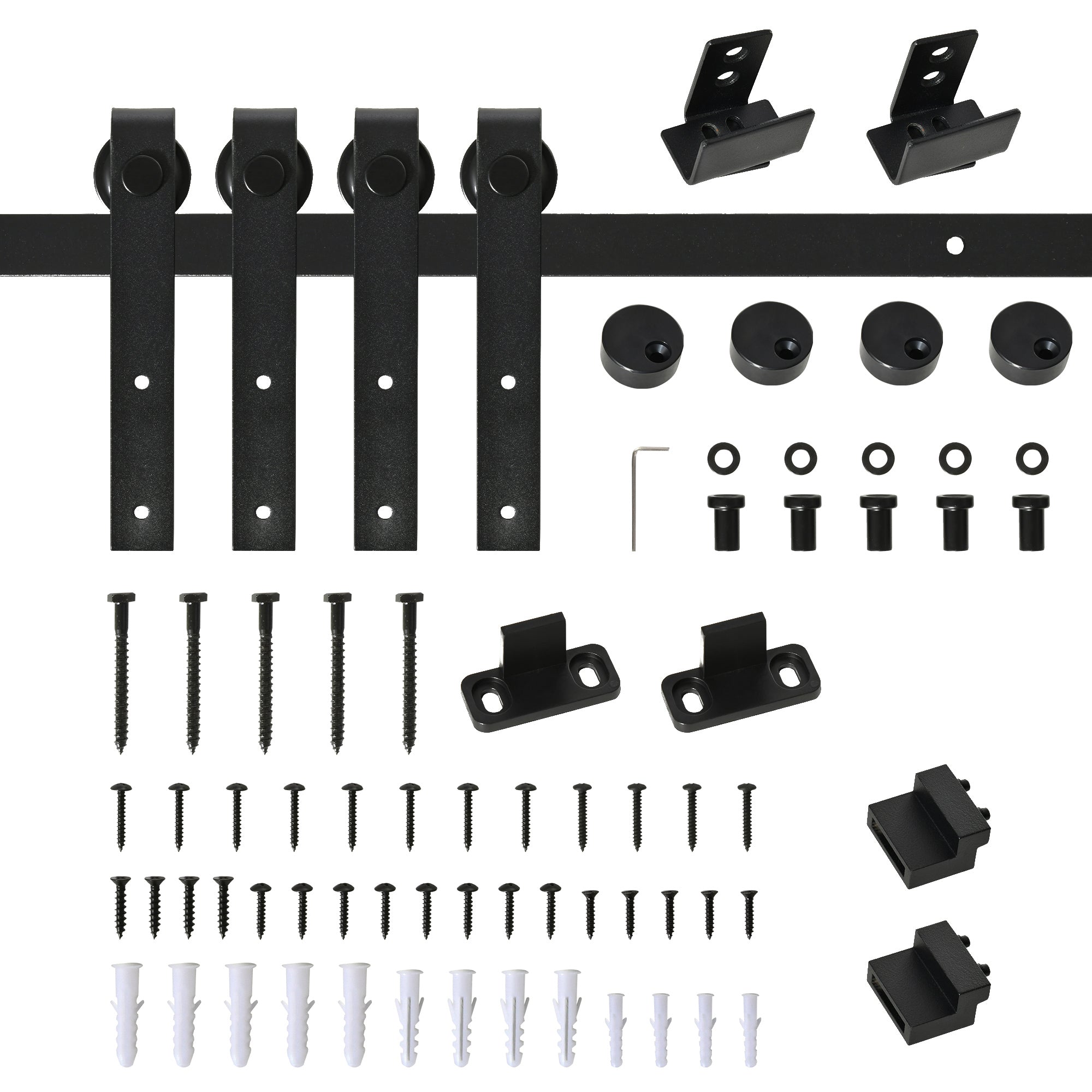 Mini Double Sliding Barn Door Hardware Kit - Black 72"-Home Improvement > Hardware > Door Hardware-DECOROLALA